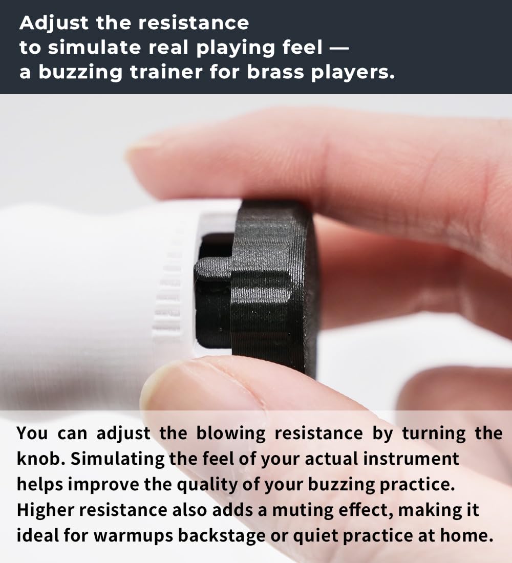 Trumpet Mouthpiece Buzzing Practice Tool – Anywhere Practice & Warm-up – One-Touch Adjustable Resistance – BRASS BUZZ TRAINER (Blue)