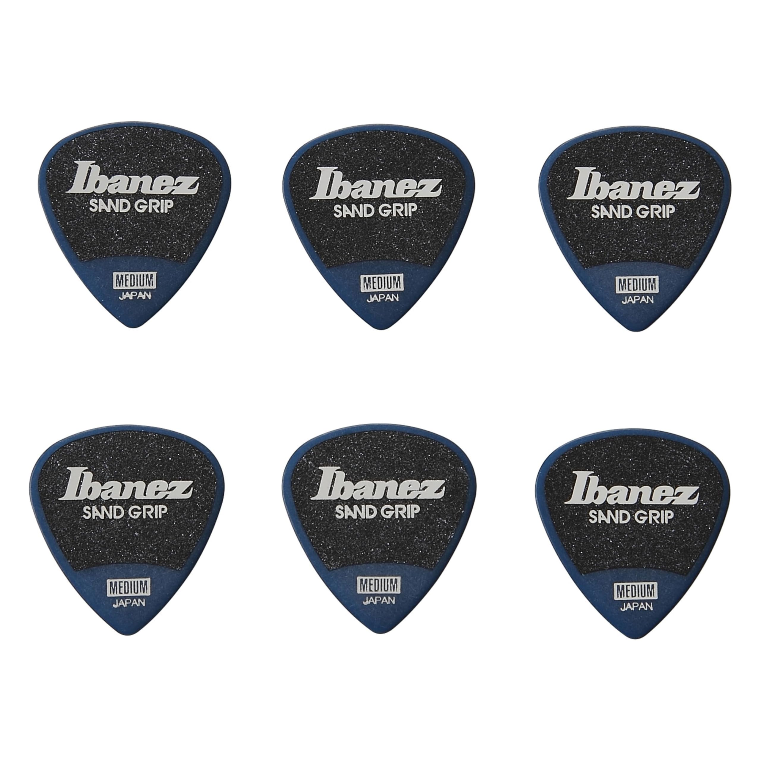 Ibanez PPA16MSGDB Grip Wizard Series, Sand Grip Picks 6 Pack 0.8mm, Dark Blue