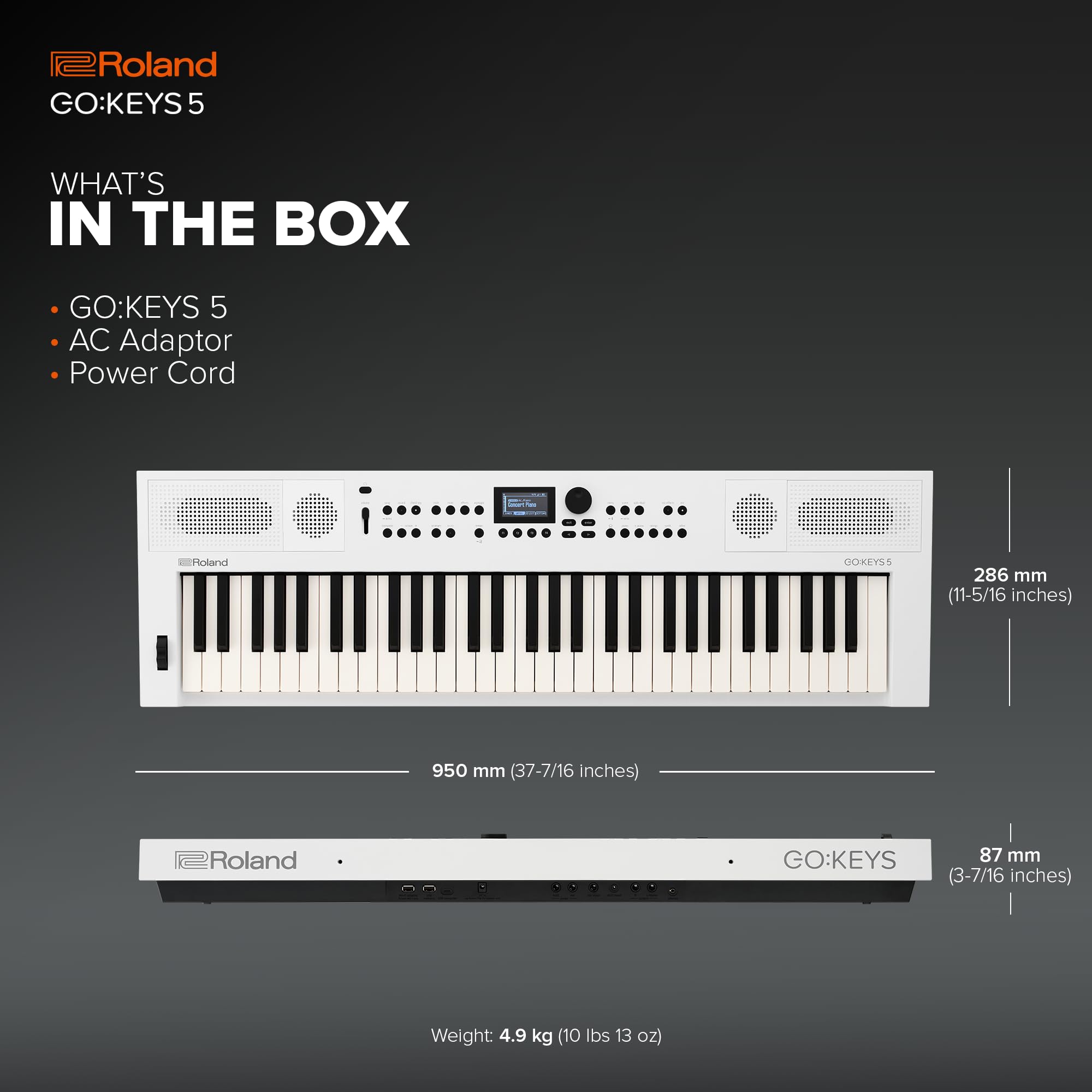 Roland GOKEYS5-WH GO:KEYS 5 Music Creation Keyboard, 61-Note, White