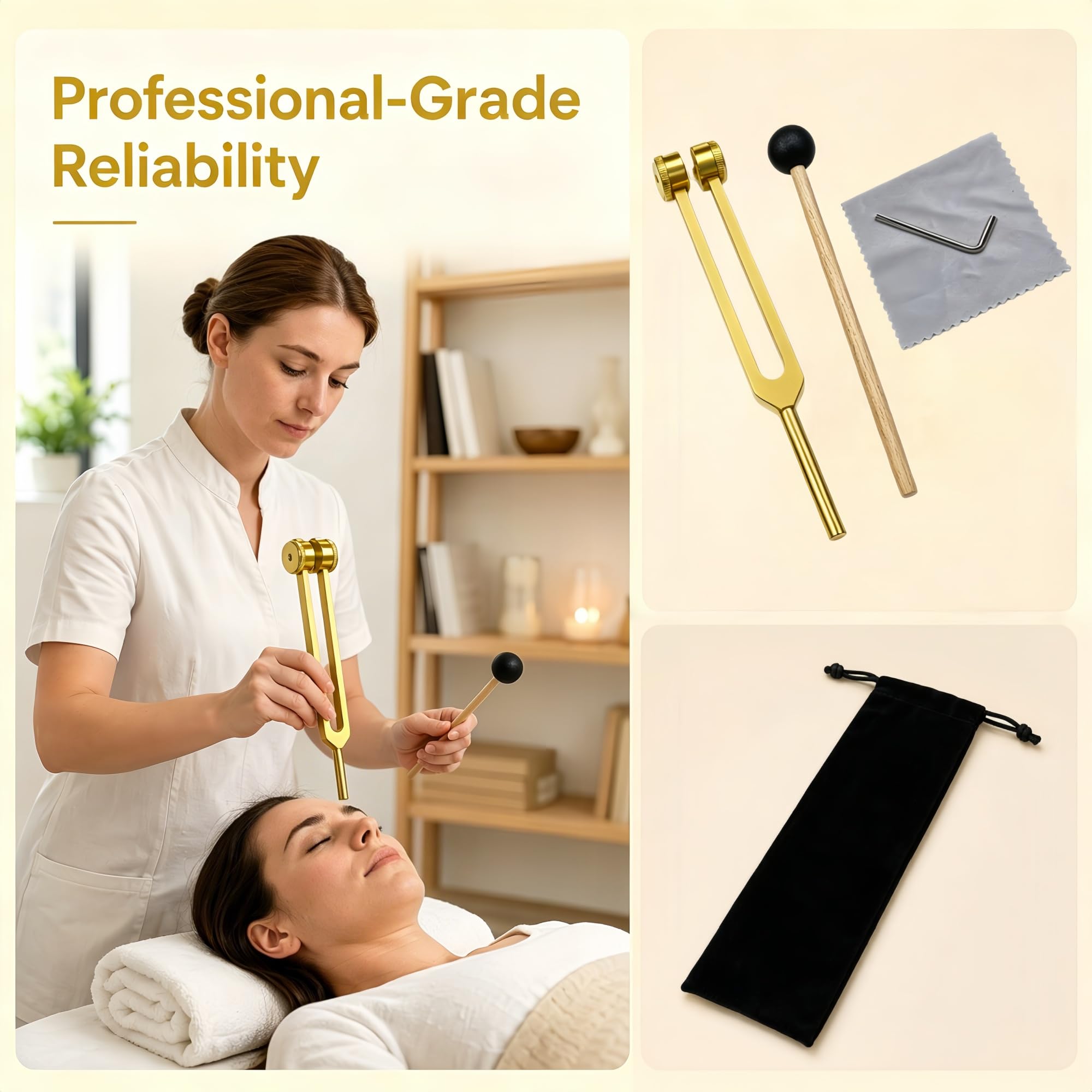 Miwayer Professional 128Hz Tuning Forks Golden (Otto Style) for Healing, Medical, and Music – Multi-Frequency Tuning Fork Kit for Sound Therapy, Meditation, Chakra Balancing