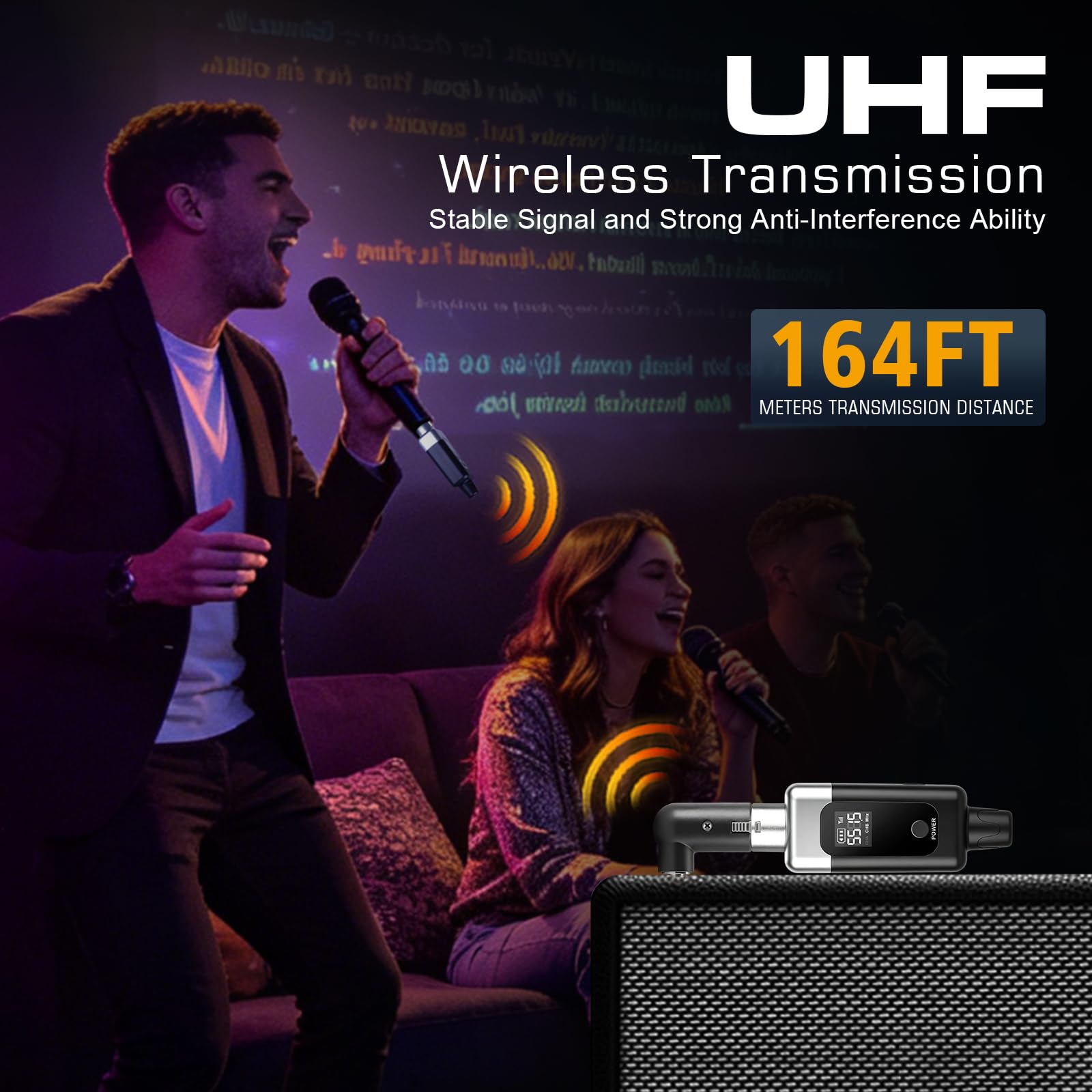 Nexilunual Wireless XLR Transmitter and Receiver for Dynamic Mic, 164ft
