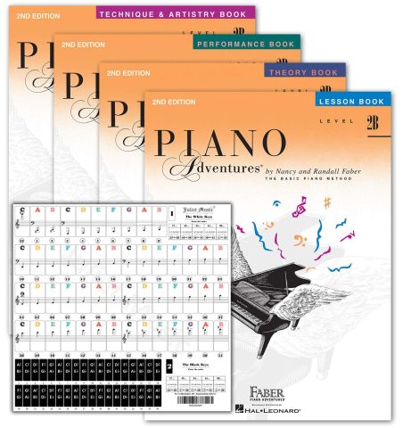 Piano Adventures Level 2B Learning Set By Nancy Faber – Lesson, Theory, Performance, Technique & Artistry Books & Juliet Music Piano Keys 88/61/54/49 Full Set Removable Sticker