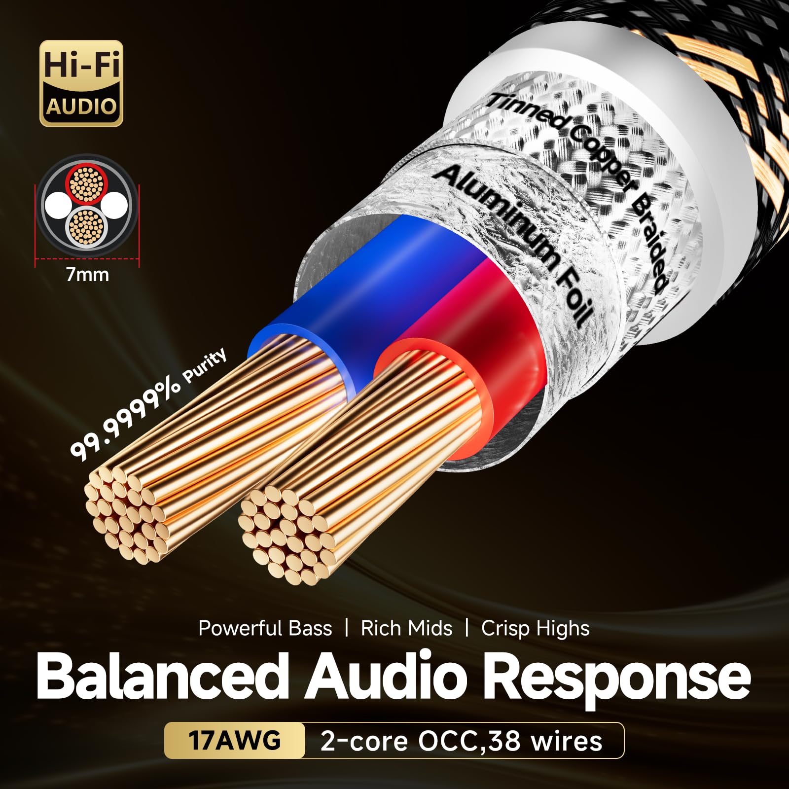 TODN 1pcs Shielded XLR Balanced Microphone Cable Audiophile 10ft with OCC