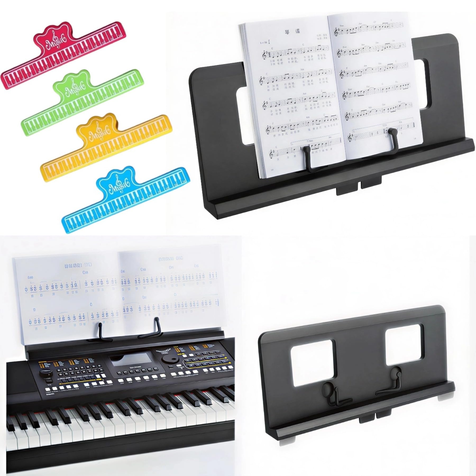 Pin Music Stand, Electronic Keyboard Sheet Music Stand with Expandable Pins