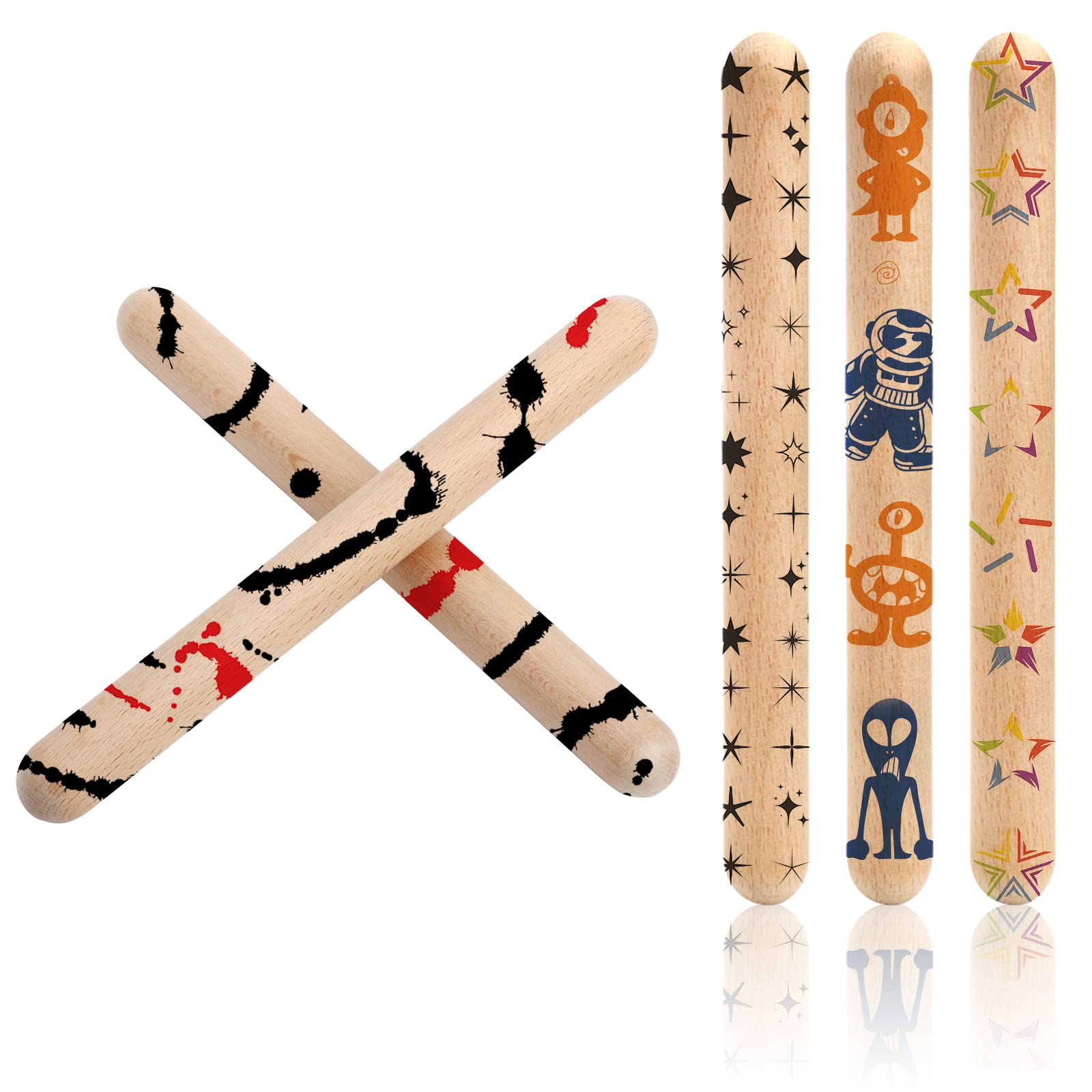 ZEAYEA 24 Pack Rhythm Sticks with 3 Carry Bag, 8 Inch Wood Claves Musical Percussion Instrument, Hardwood Musical Sticks for Music Parties