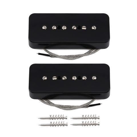 FLEOR Alnico 5 Single Coil Soap Bar P90 Neck & Bridge Pickup Set – Black