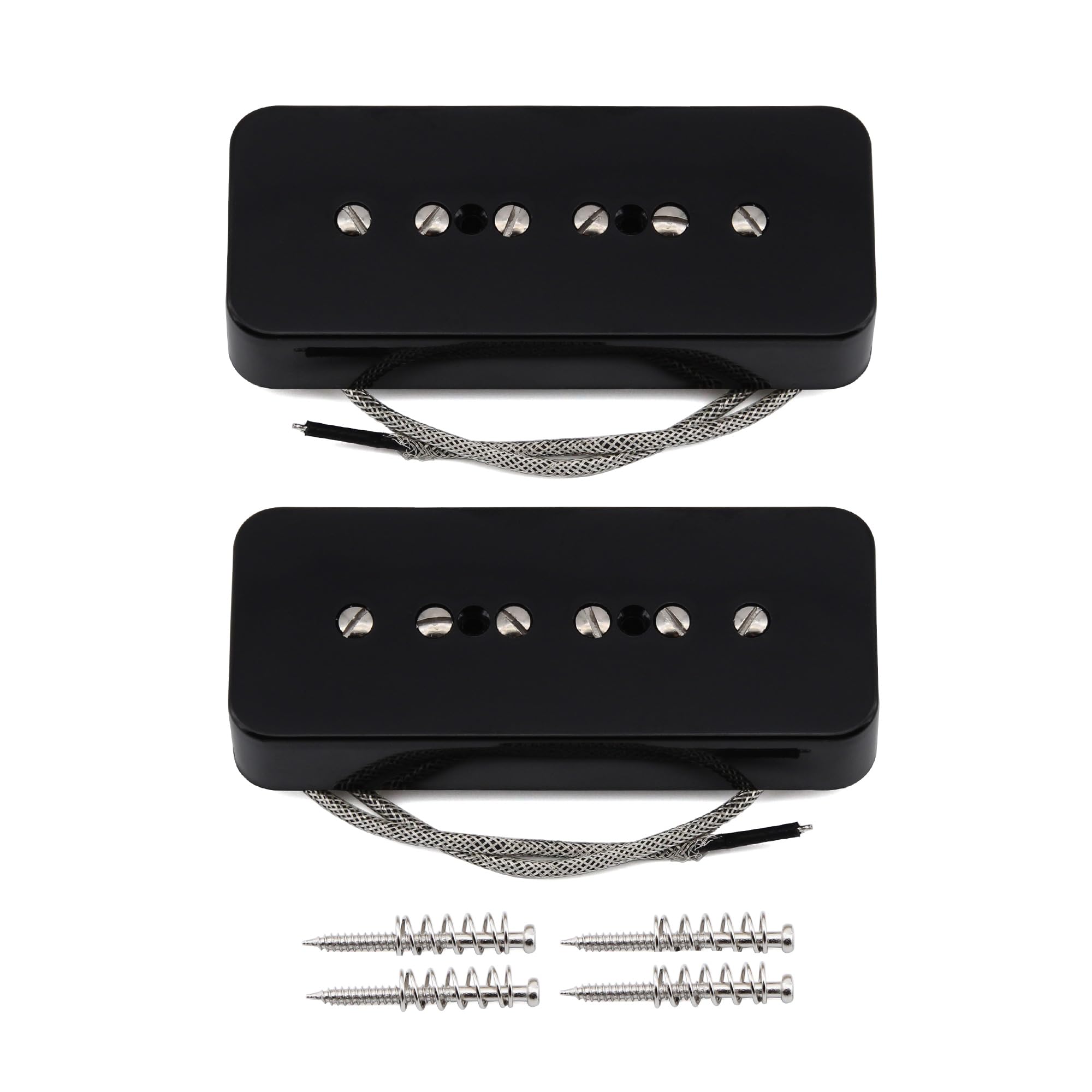 FLEOR Alnico 5 Single Coil Soap Bar P90 Neck & Bridge Pickup Set – Black