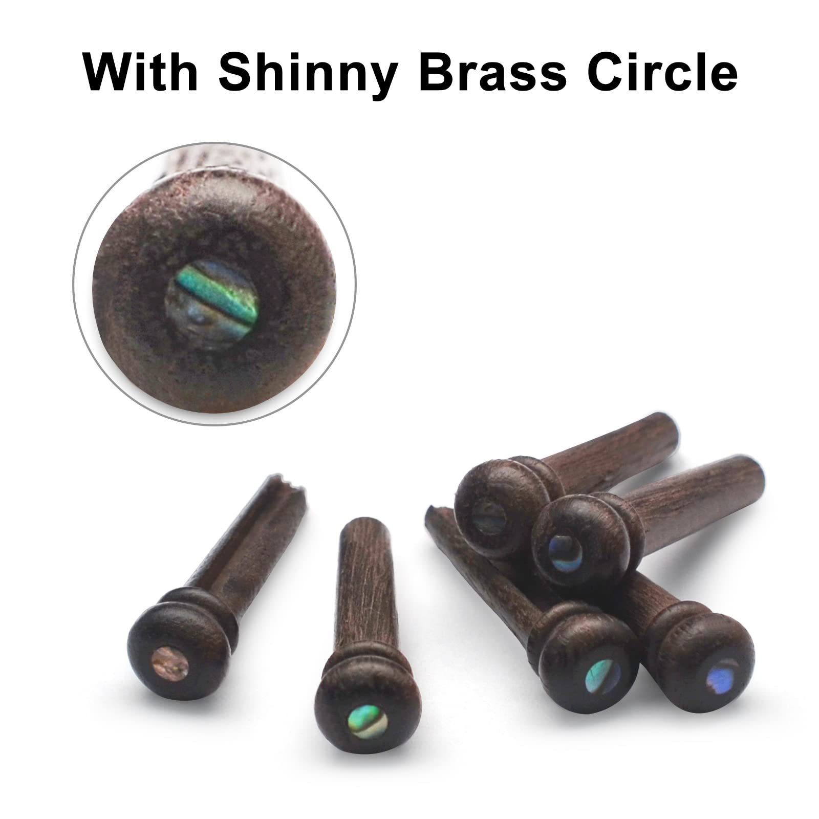 MAXCHEER 6Pcs Rosewood Guitar Pins for Acoustic Guitar with 3.0mm Green Abalone Dots Guitar Pressure String Nails Pin Guitar Parts