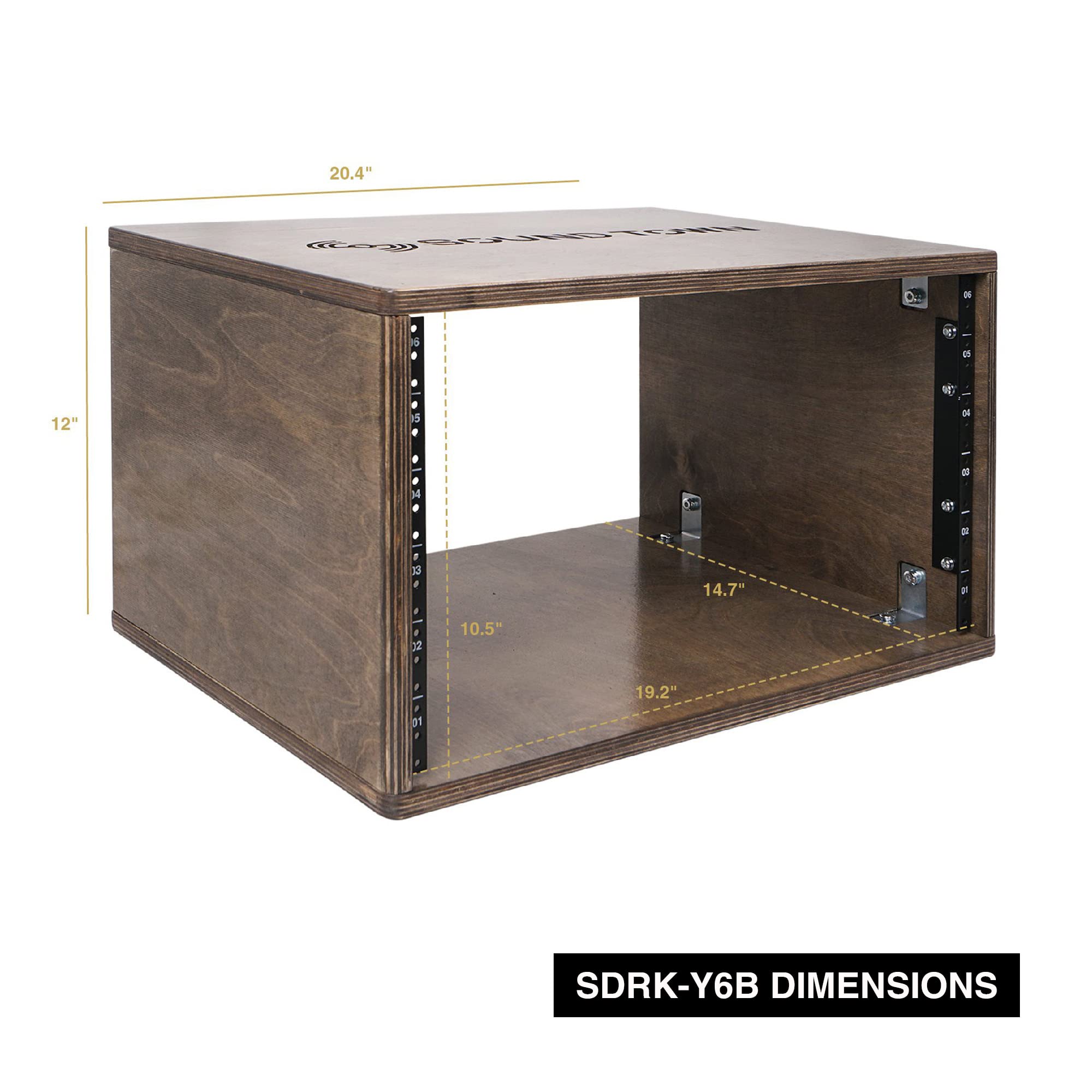 Sound Town DIY 6U Studio Rack with Solid Baltic Birch Plywood, Weathered Brown (SDRK-Y6B)