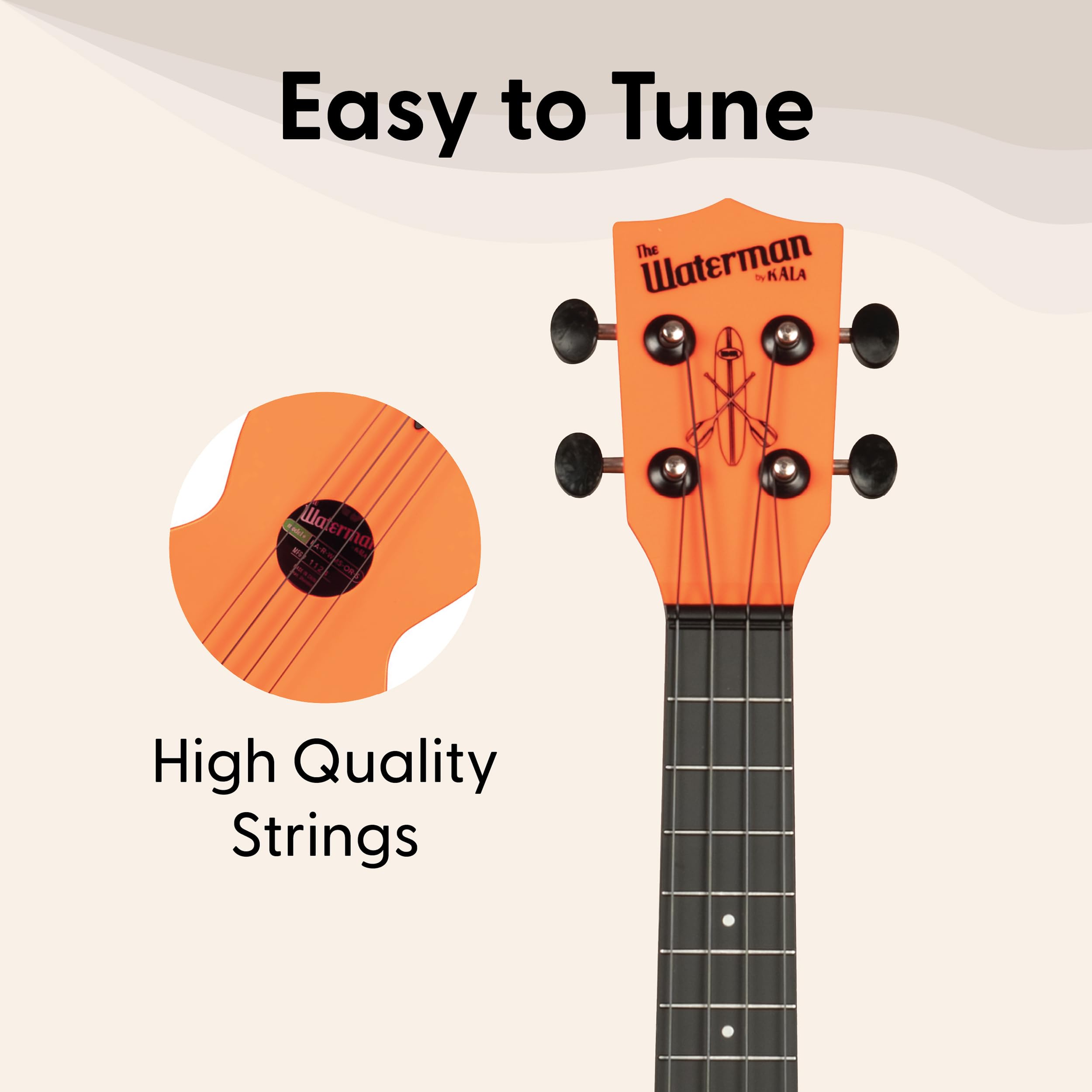 Kala KA-R-WMS-OR-S Soprano Recycled Waterman Ukulele – Sunset Orange