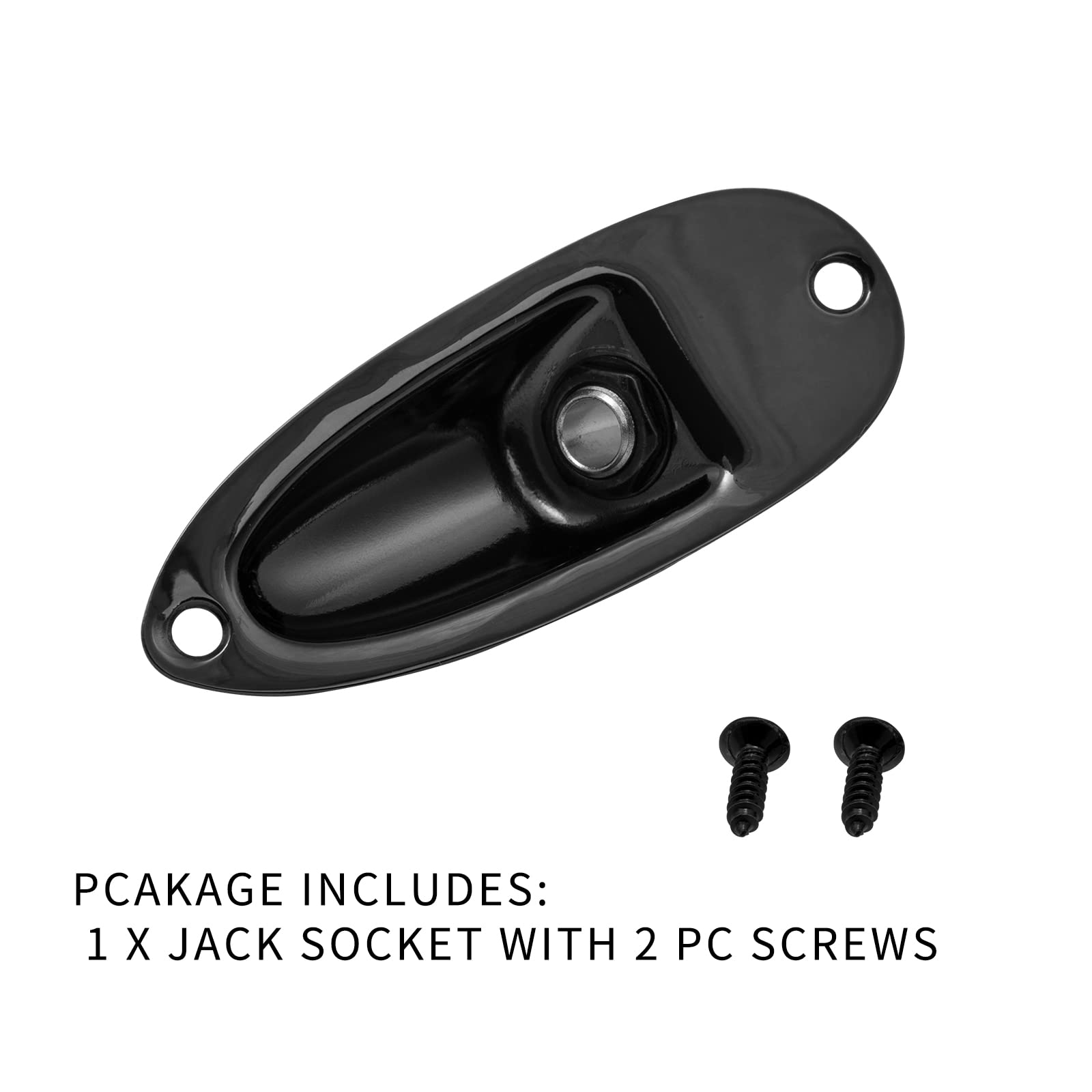 Cheerock Black Boat Style Guitar Jack Plate with Screws for Fender Strat