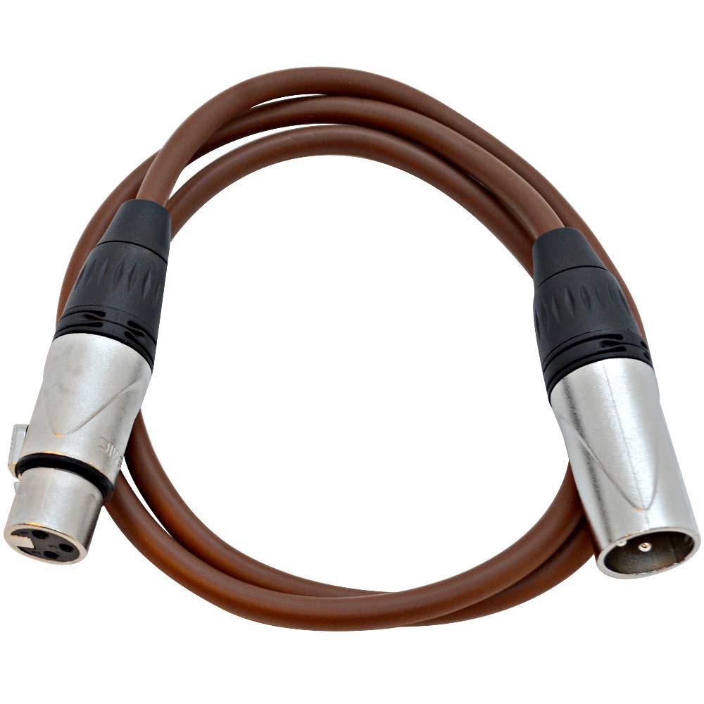 Seismic Audio – 6 Pack of 3 Foot Brown XLR Patch Cables – 3 Pin Male to Female Microphone Cords – 3′