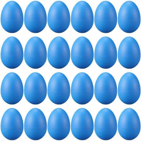 24 Pcs Blue Egg Shakers – Plastic Easter Egg Instruments Percussion Maracas Egg for Adult Early Education Toys for Learning DIY Painting (Blue)