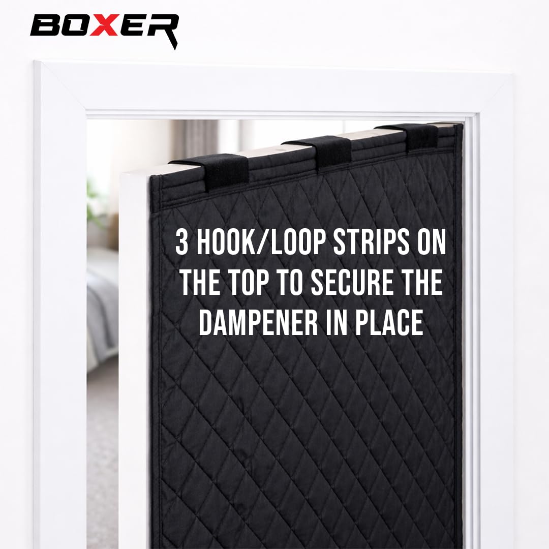 BoxerTools Door Sound Dampening Blanket Universal 80″ x 35″ – Easy Hanging – Diamond Stitching, Double Sided, Acoustic Treatment Blanket, Insulated, Sound Reducing