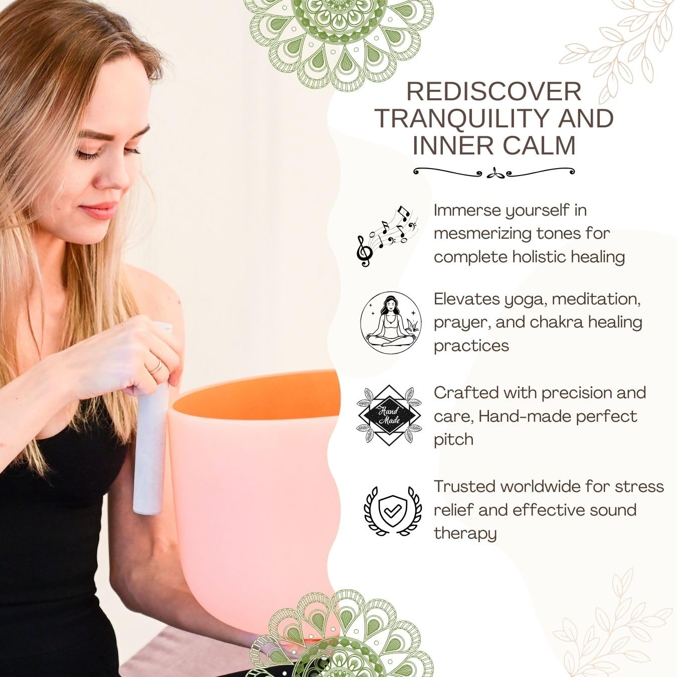SOUNDELLO Crystal Singing Bowl 11 Inch Orange D Note 432Hz