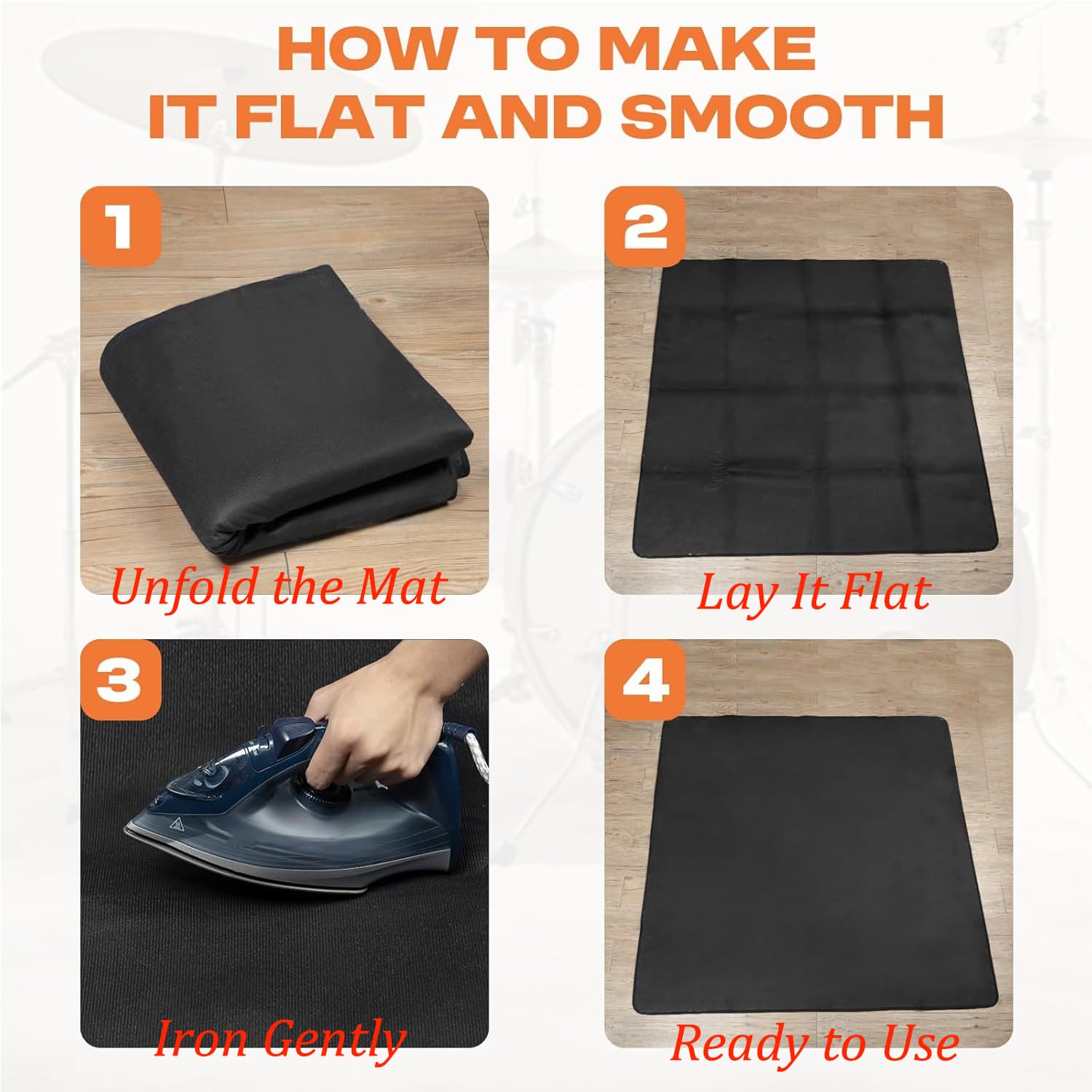 yongjoy Music Rug for Drummers, 4×5.3 Ft Non-Slip Drum Mat