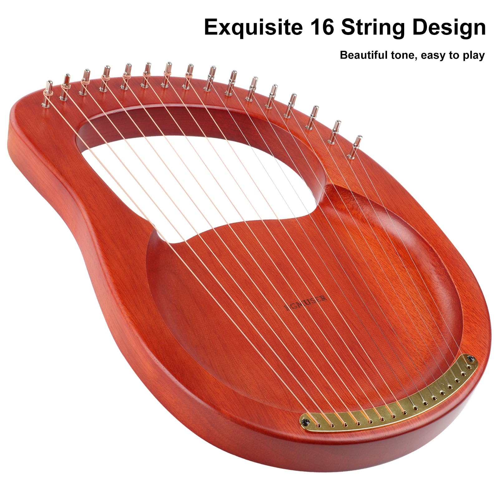 BGMUSER Lyre Harp 16 Strings Mini Harp Instrument Gift for Adult Beginner