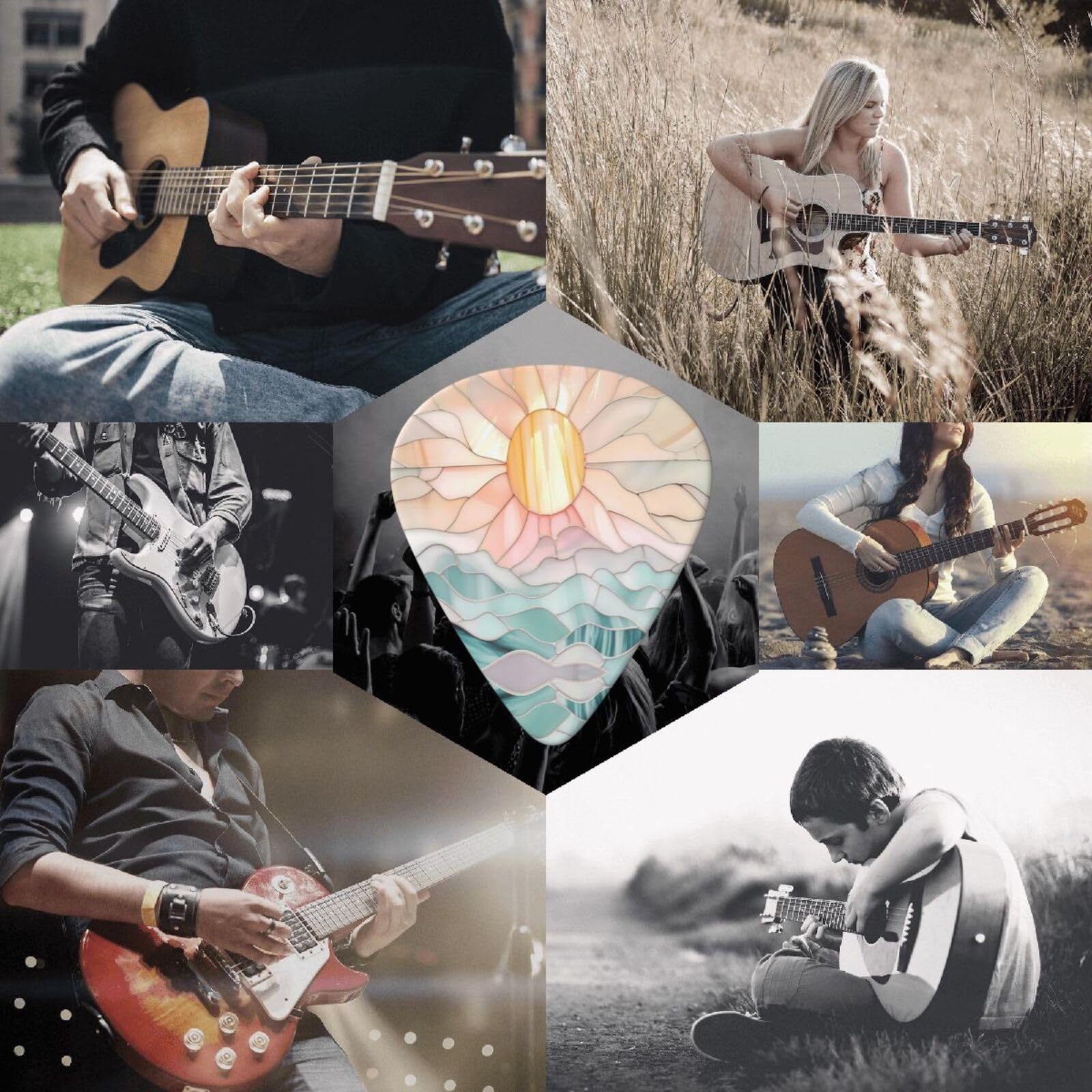KWSAAHU 0.96mm Thick Guitar Picks – Sunset Sea