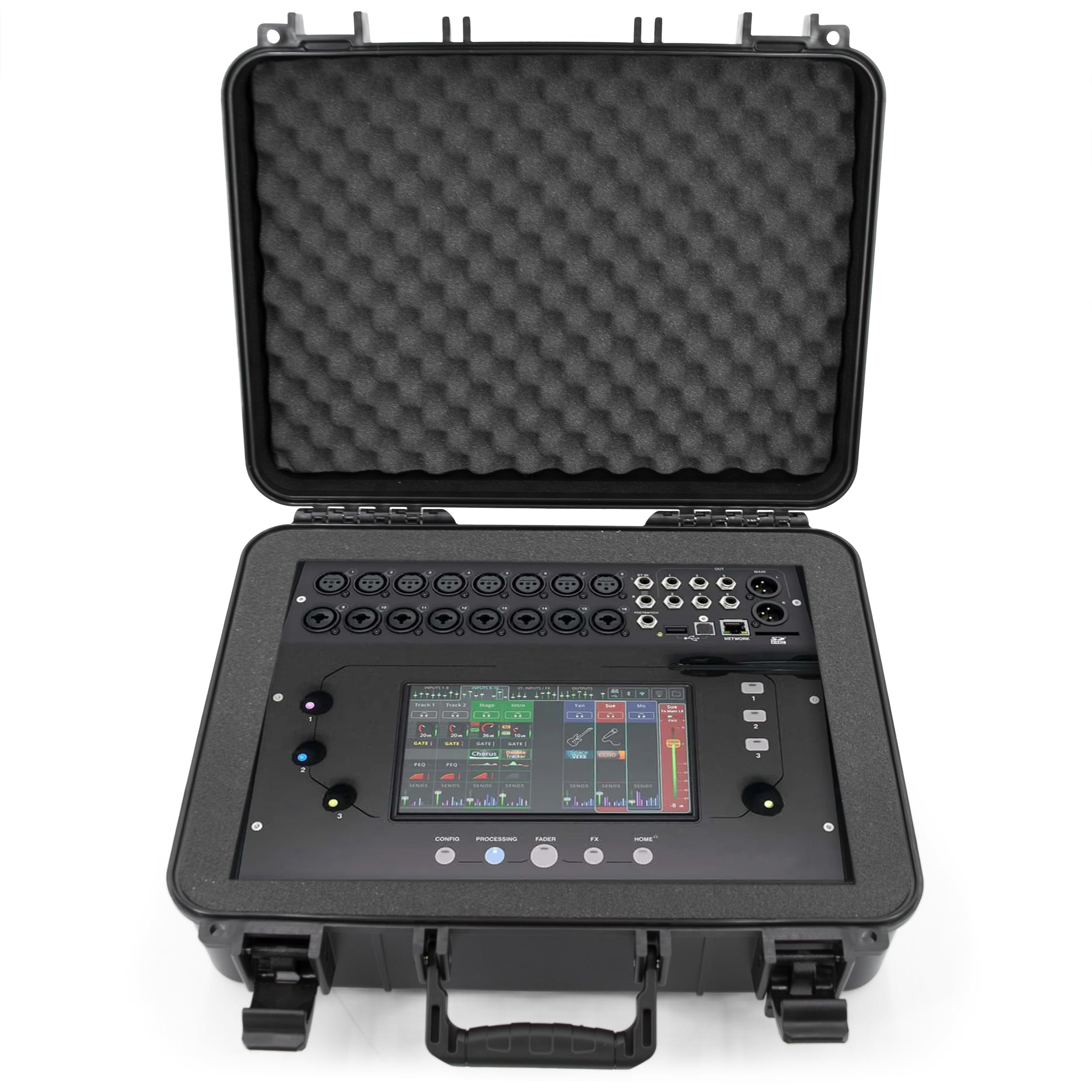 CASEMATIX Hard Travel Case Compatible with Allen & Heath CQ-18T Digital Mixer and CQ-12T With Customizable Foam Interior & Protective Padded Carrying Case For Mixers