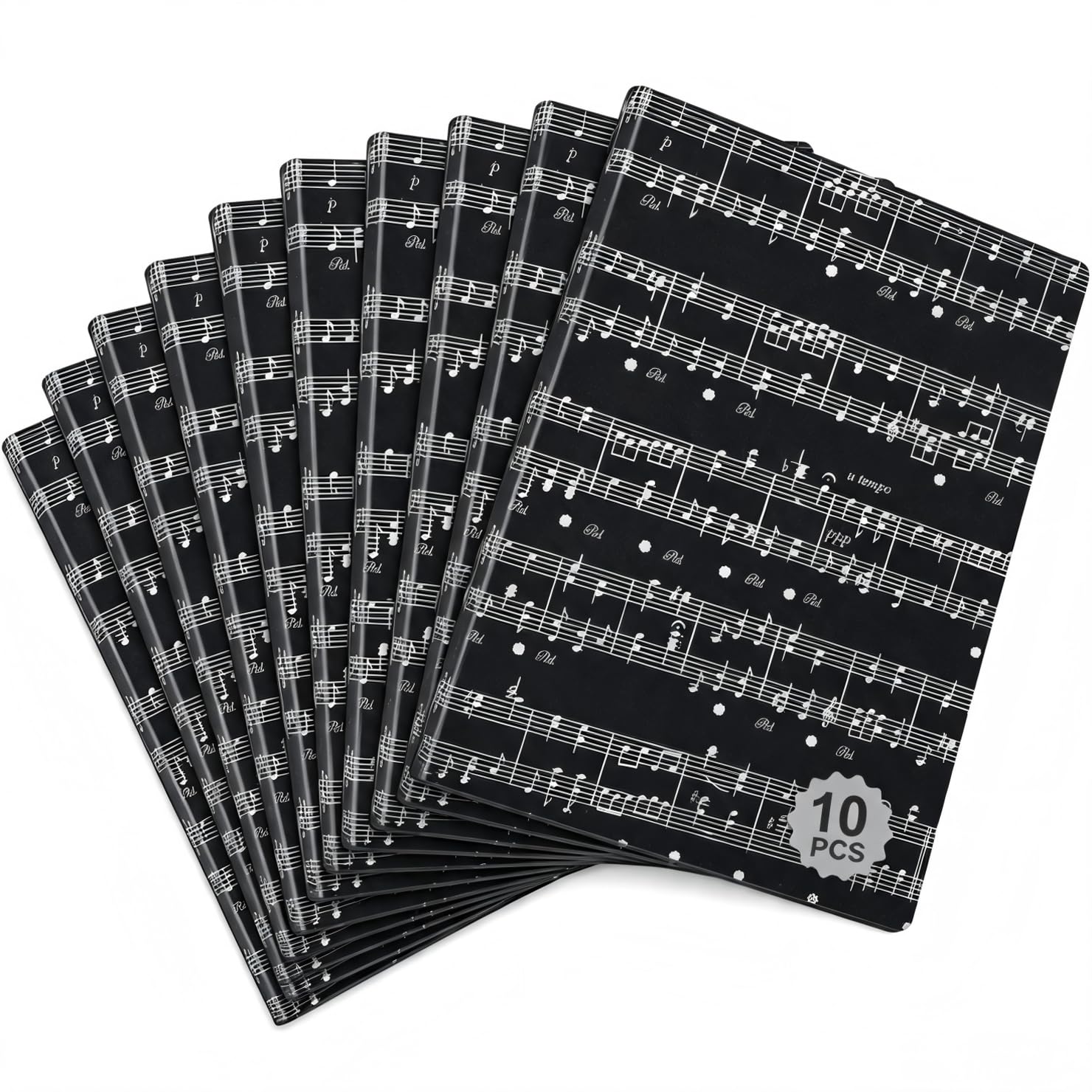Music Folder,40‑Pocket PP Sheet Music Holder for A4 Documents Black 10Pack