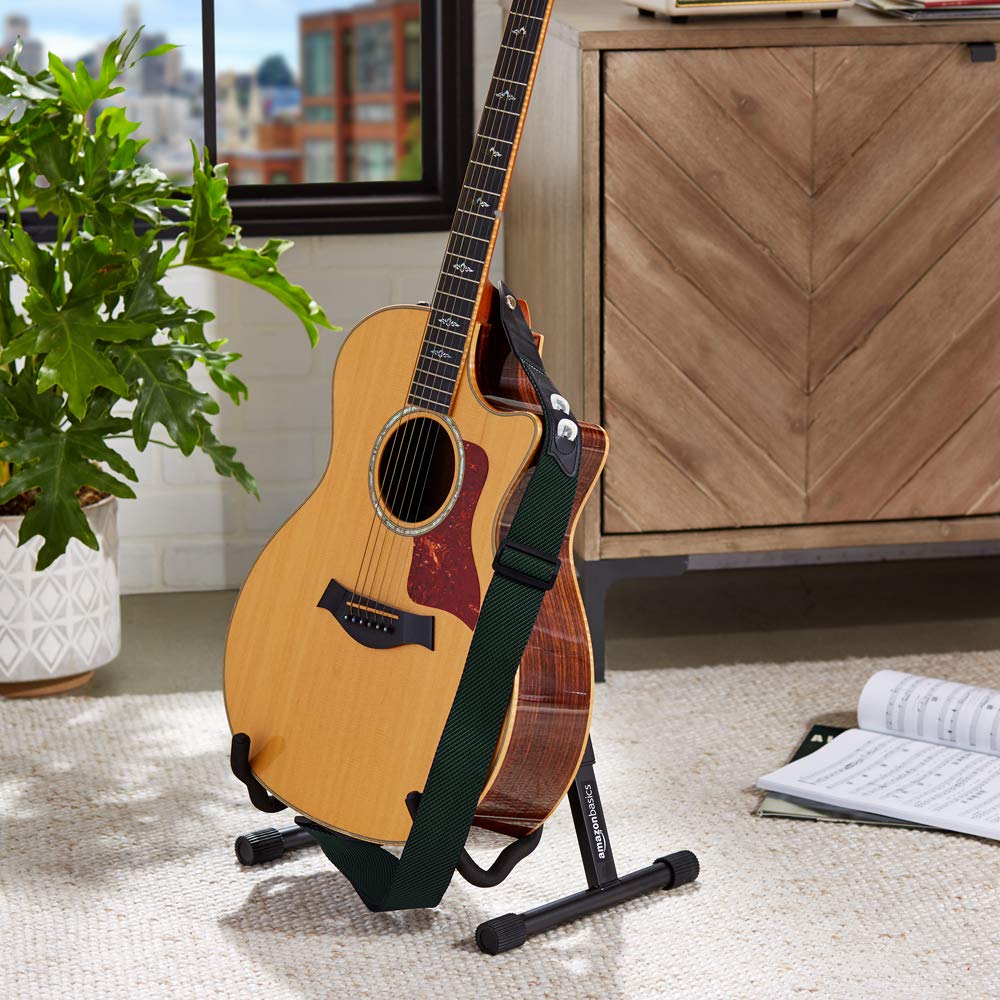 Amazon Basics Adjustable Guitar Strap For Electric/Acoustic Guitar/Bass – Includes 3 Pick Holders – Green