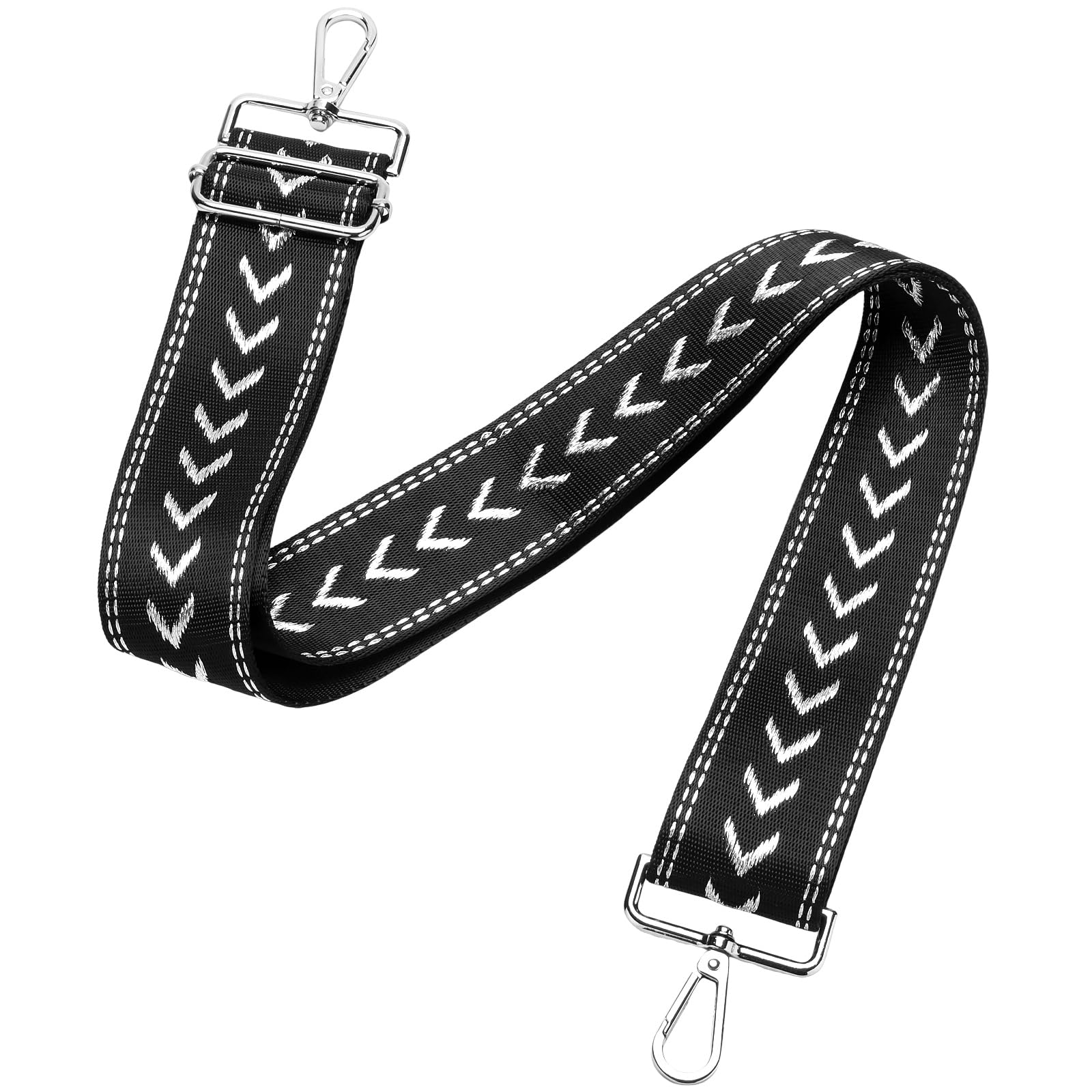 MIRIFRIGE Wide Embroidery Purse strap Replacement Crossbody Bag Strap Adjustable Floral Canvas Guitar Straps for Handbags (Black Arrow)