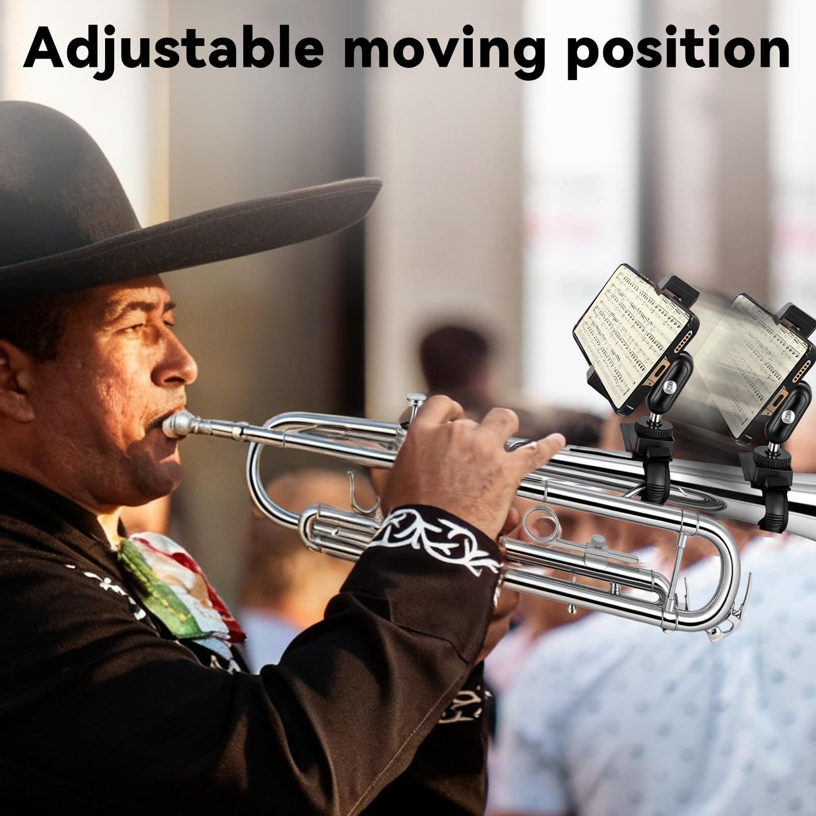 EASTROCK Trumpet Marching Lyre Phone Holder Adjustable 360° Rotation