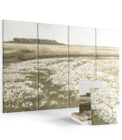 Wall Art Acoustic Panels,47”X31”Sound Absorbing Panels-8-Pack with 50 Adhesive Tabs, Panels for Living Room and Recording Studio, Offices-A Vast Summer Landscape