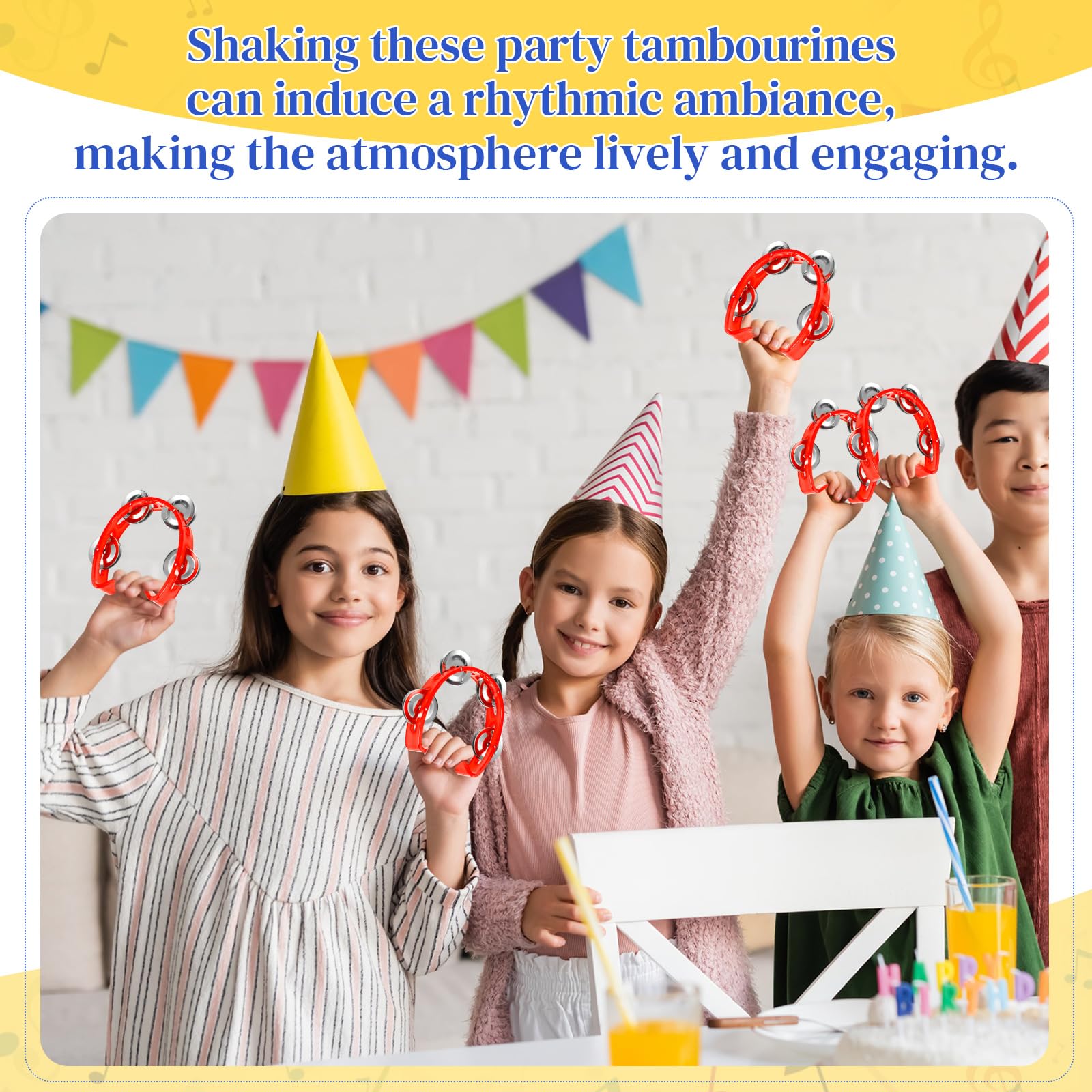 Lukmaa 12 Pcs Tambourine for Kids 4 Bells Handheld Percussion, Red