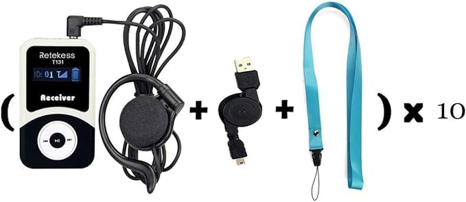 Retekess T131 Tour Headsets Receiver, Assistive Listening Devices(10 Packs)