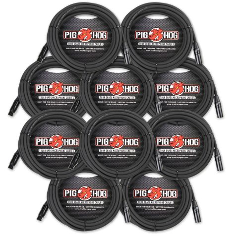Strukture Pig Hog PHM20 10 pack 8mm Microphone XLR Mic Cable – 20ft