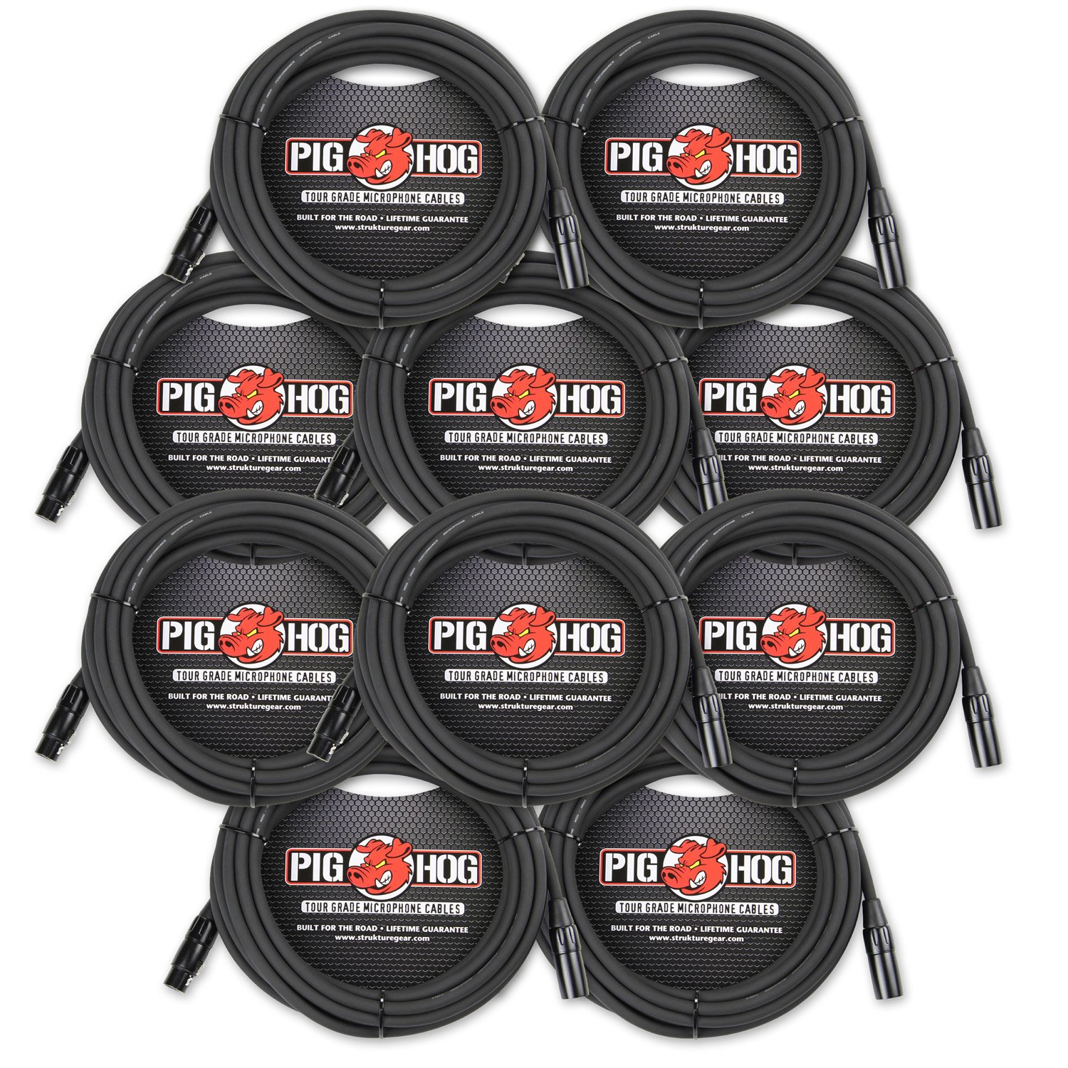 Strukture Pig Hog PHM20 10 pack 8mm Microphone XLR Mic Cable – 20ft
