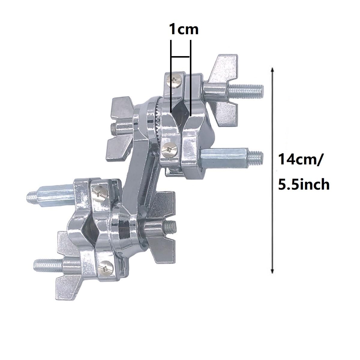 TUOREN Dual Drum Clamp 360° Rotating Multi Clamp Metal Double Hole Drum Set Mounting Clamp for Cowbell Cymbal Holders Percussion Tom Mounting Arms Fit 3/8” to 5/8″ Rods