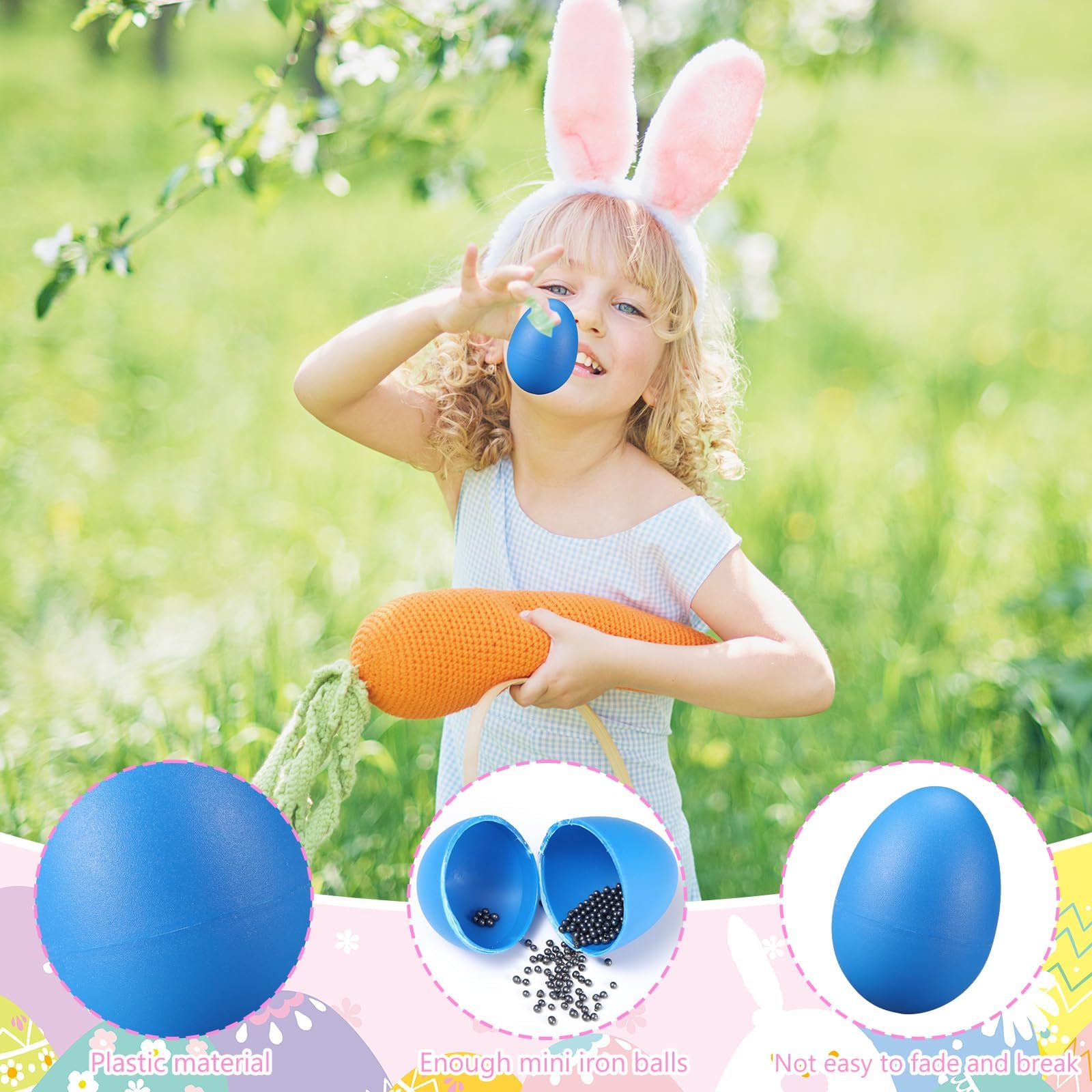 24 Pcs Egg Shakers – Plastic Easter Egg Instruments Percussion Maracas Egg for Learning DIY Painting (Colors)
