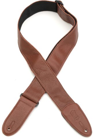Levy’s Leathers 2″ Wide Black Garment Leather Guitar Strap with Polypropolene Backing and Tri-Glide Adjustment, Brown (M7GP-BRN)