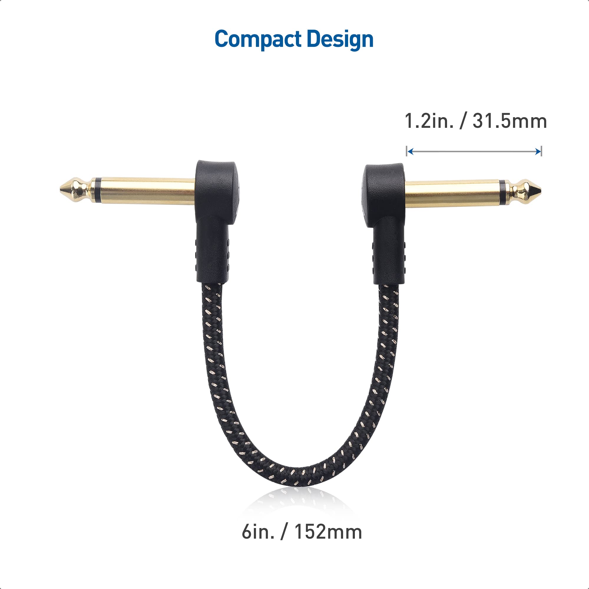 Cable Matters 8-Pack Braided Guitar Patch Cable, 6 Inches