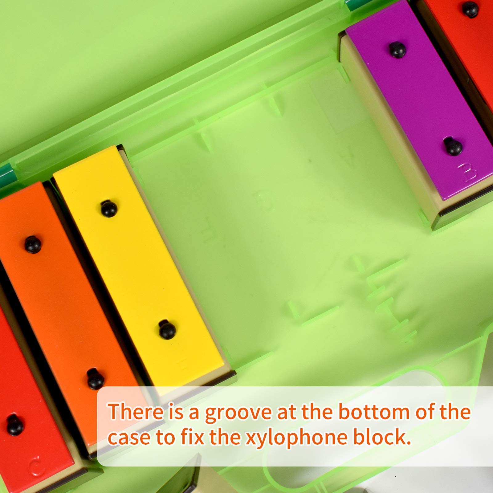 ENNBOM Xylophone Glockenspiel 8 Notes Chromatic Resonator Bells with Green Case
