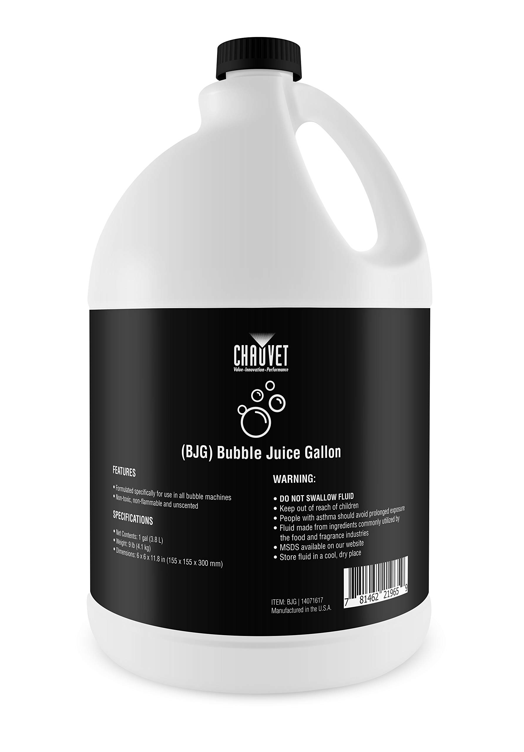 CHAUVET DJ – BJG Bubble Juice Gallon | Professional Bubble Fluid for High-Flying Bubble Output | Non-Toxic and Non-Staining Formula | Designed for Use with CHAUVET DJ Machines