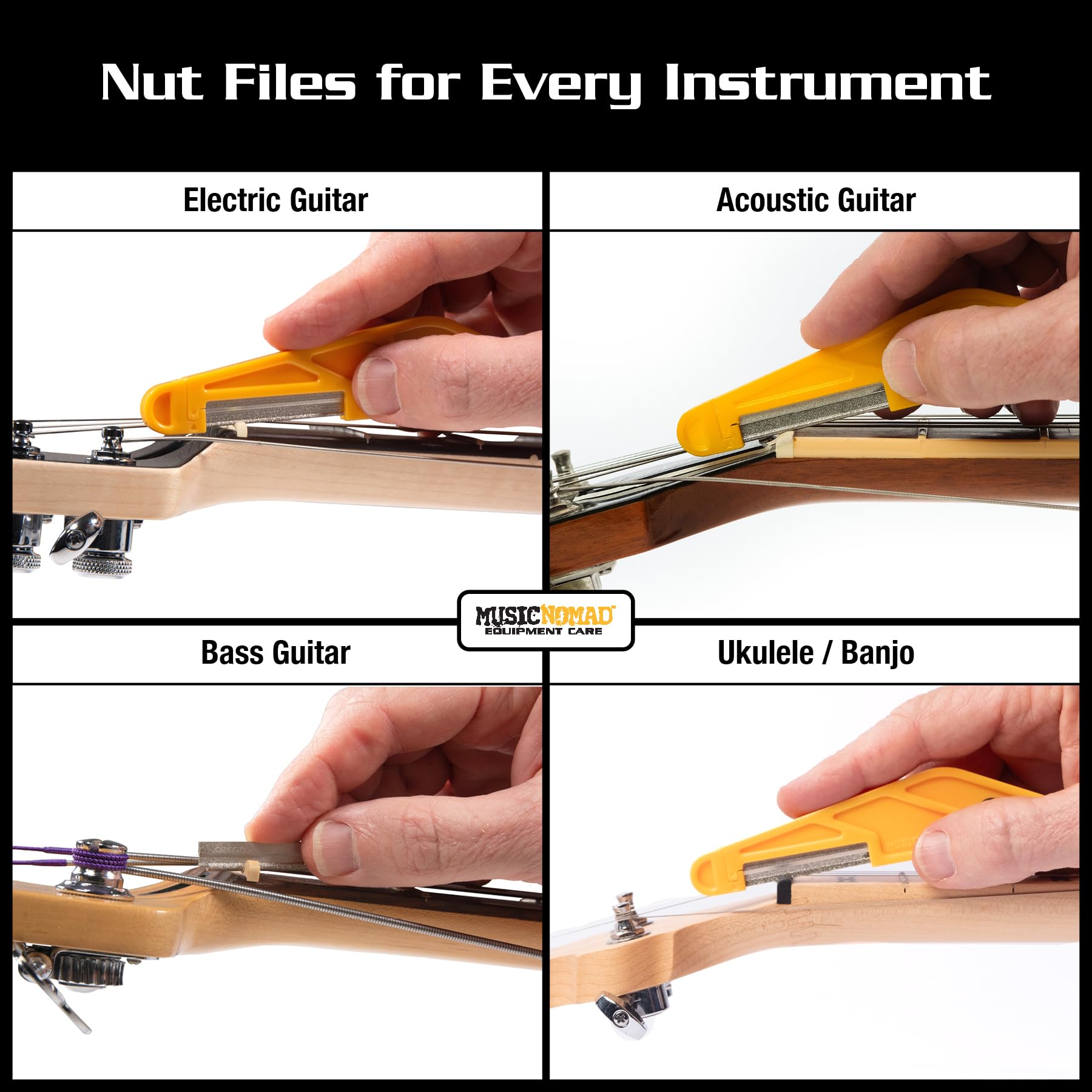 MusicNomad 16 pc. Guitar Diamond Nut File Shop Set with Case (MN676)