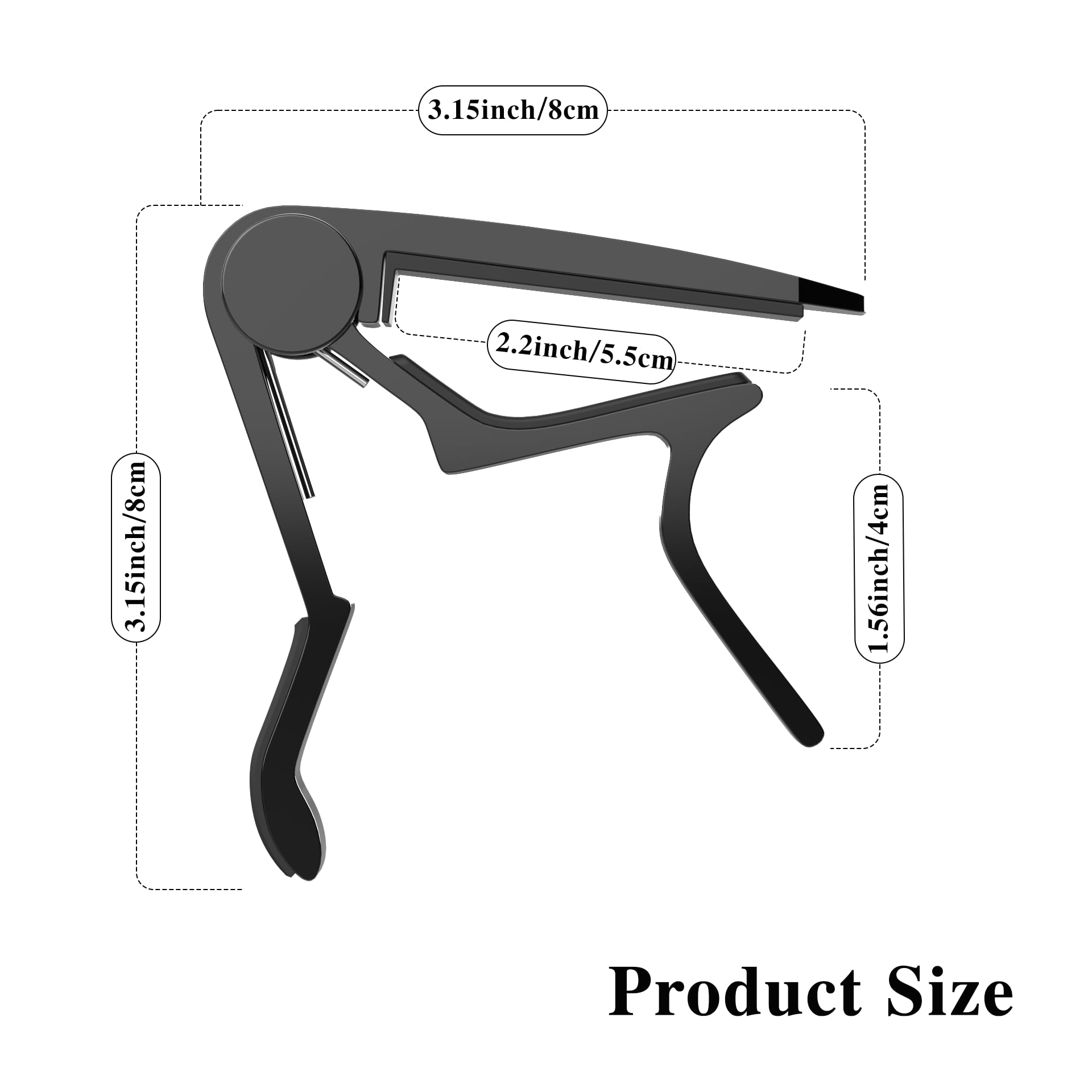 Capo, Guitar Capo with Pick Holder and 5 Picks, Guitar Clamp, Guitar Kapo, Capo for Acoustic & Electric Guitar, Ukulele, Banjo, Mandolin (Black & Black)