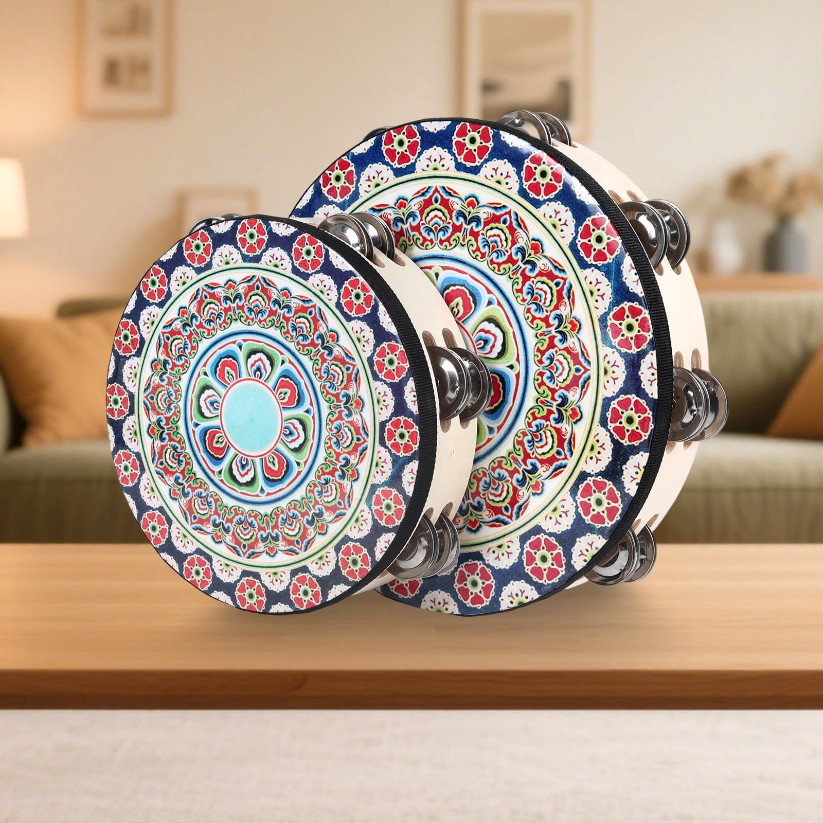 Musfunny Tambourines Musical Instrument Handheld Drum Percussion for Adults