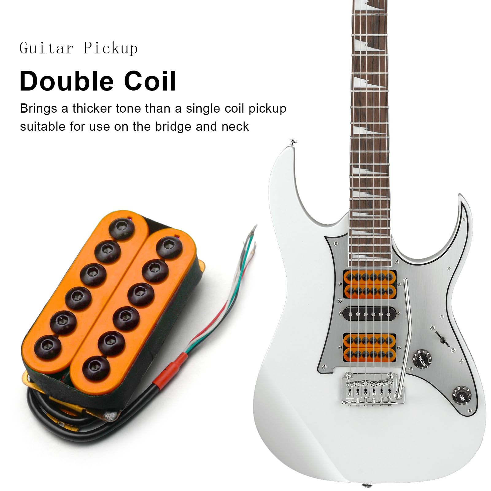 SAPHUE Adjustable Metal Double Coil Electric Guitar Pickups Humbucker Punk Neck/Bridge Pickup (Orange)