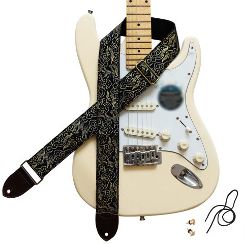 MUSIC FIRST Original Design, 2 inch width (5cm), Vintage Ukiyoe Style Auspicious Cloud Electric Guitar Strap Bass Strap (Auspicious Cloud)