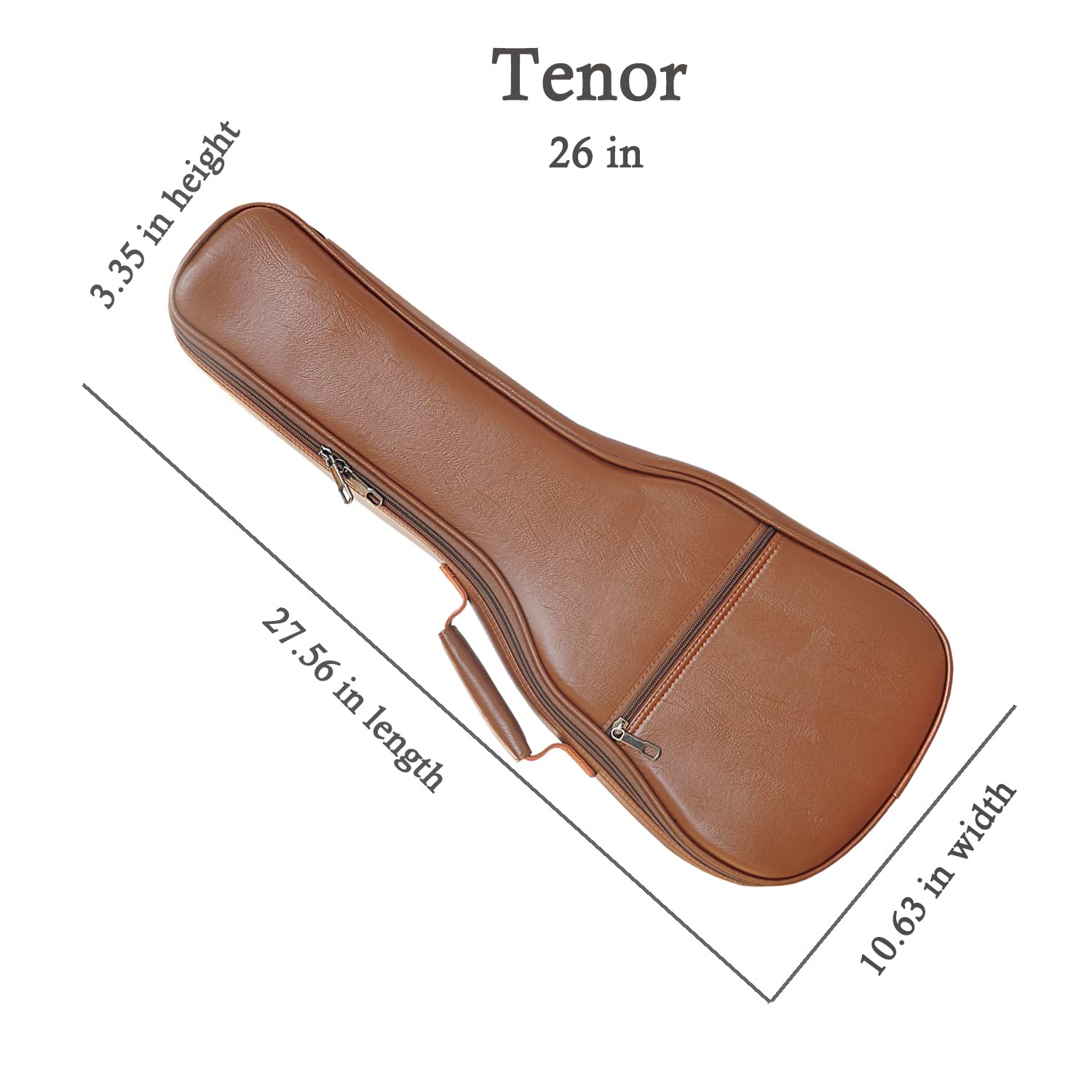 Farcaya Ukulele Case Bag Tenor Uke 0.5in 12MM Thick Pad (Brown 26 Gig Bag)