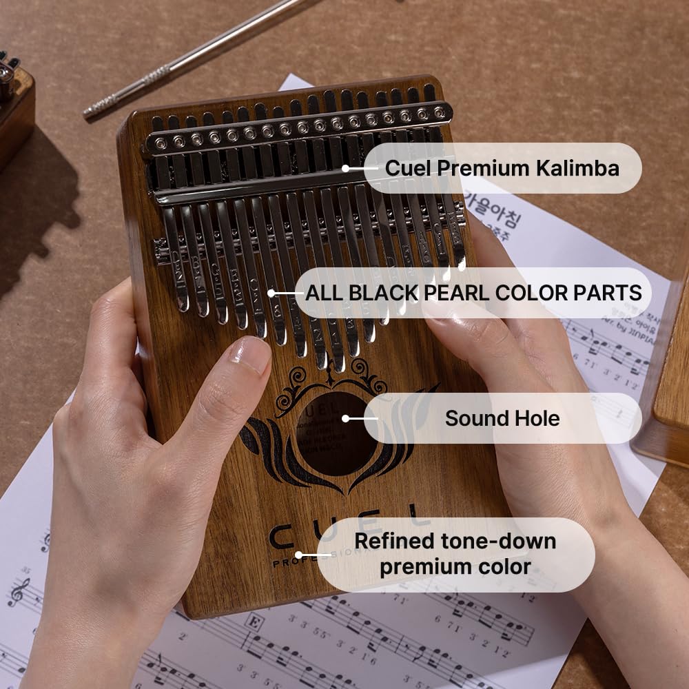 CUEL Kalimba Thumb Piano Finger Instrument 17 Keys Made in Korea Patented No Tuning Premium K-kalimba Musical Gift for Beginners Adults Kids