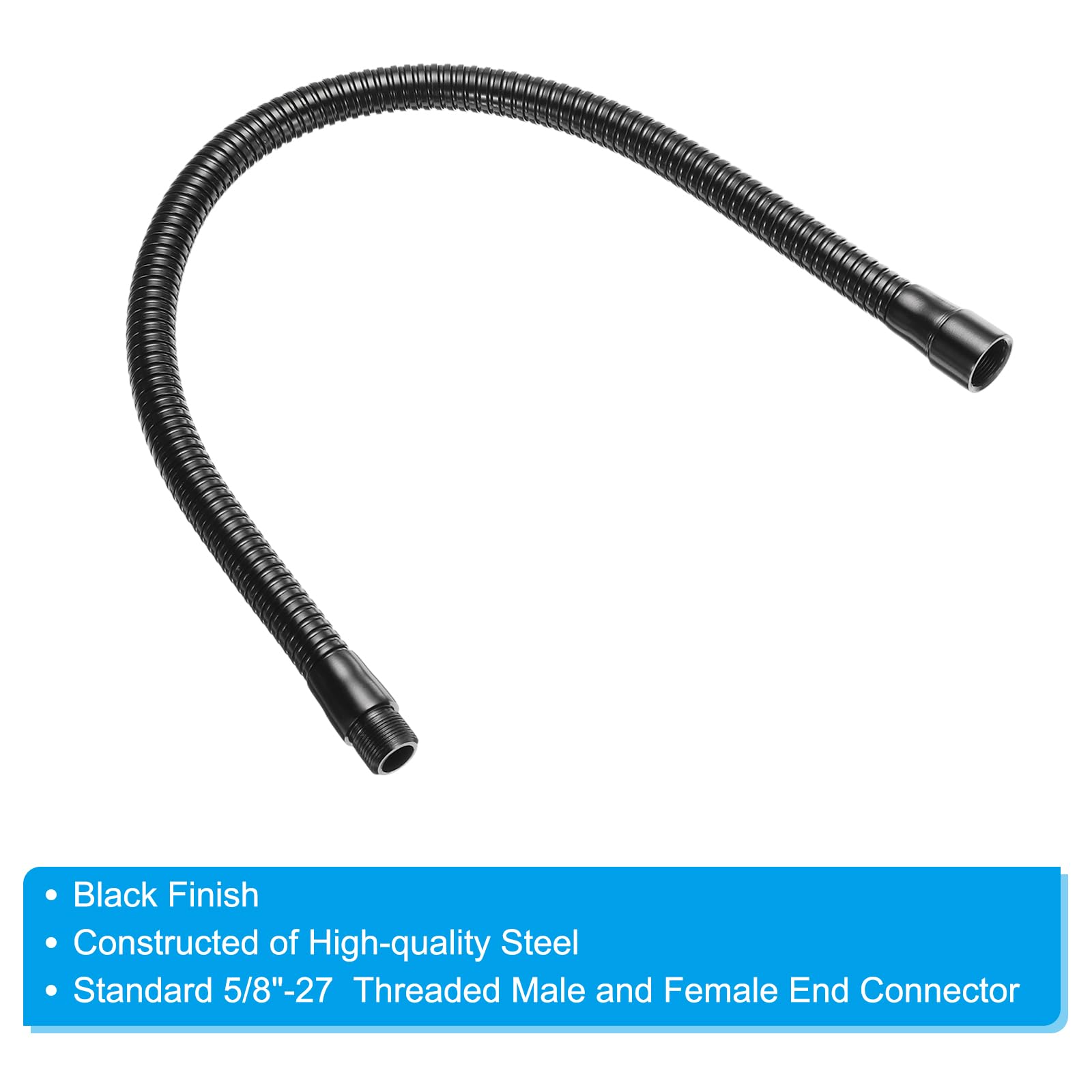 PATIKIL 20″ Microphone Gooseneck, 1Pcs 5/8″-27 Thread Metal Universal Hose Flexible Arm Gooseneck Tube Extension for Multifunction DIY, Black