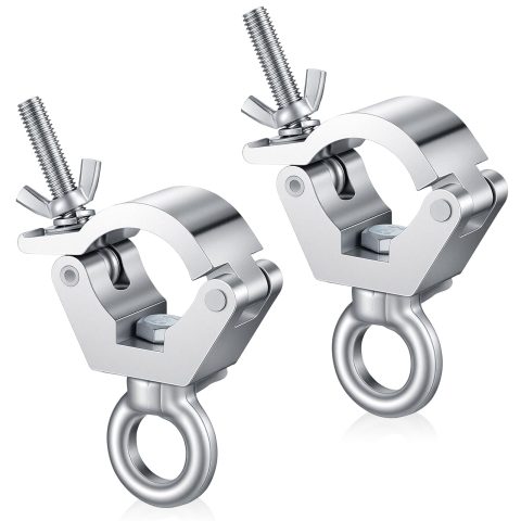 Pelopy 2 Pcs 1.25″ Truss Clamp with Eye Bolt for 32-35mm Truss Tube, Silver