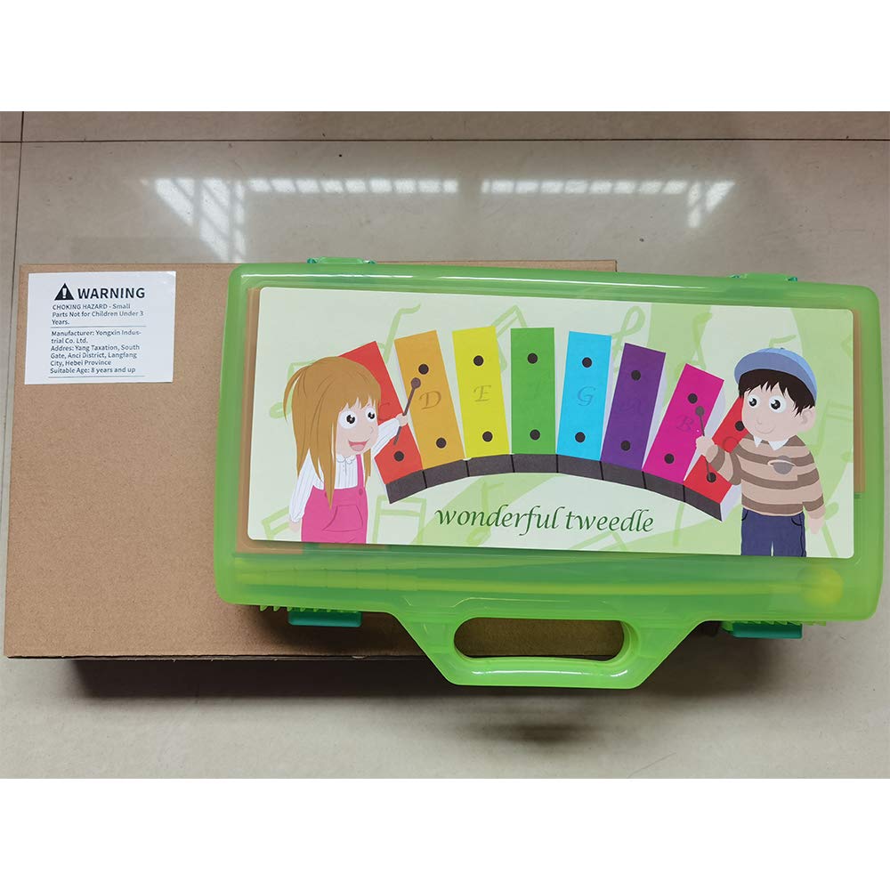 ENNBOM Xylophone Glockenspiel 8 Notes Chromatic Resonator Bells with Green Case