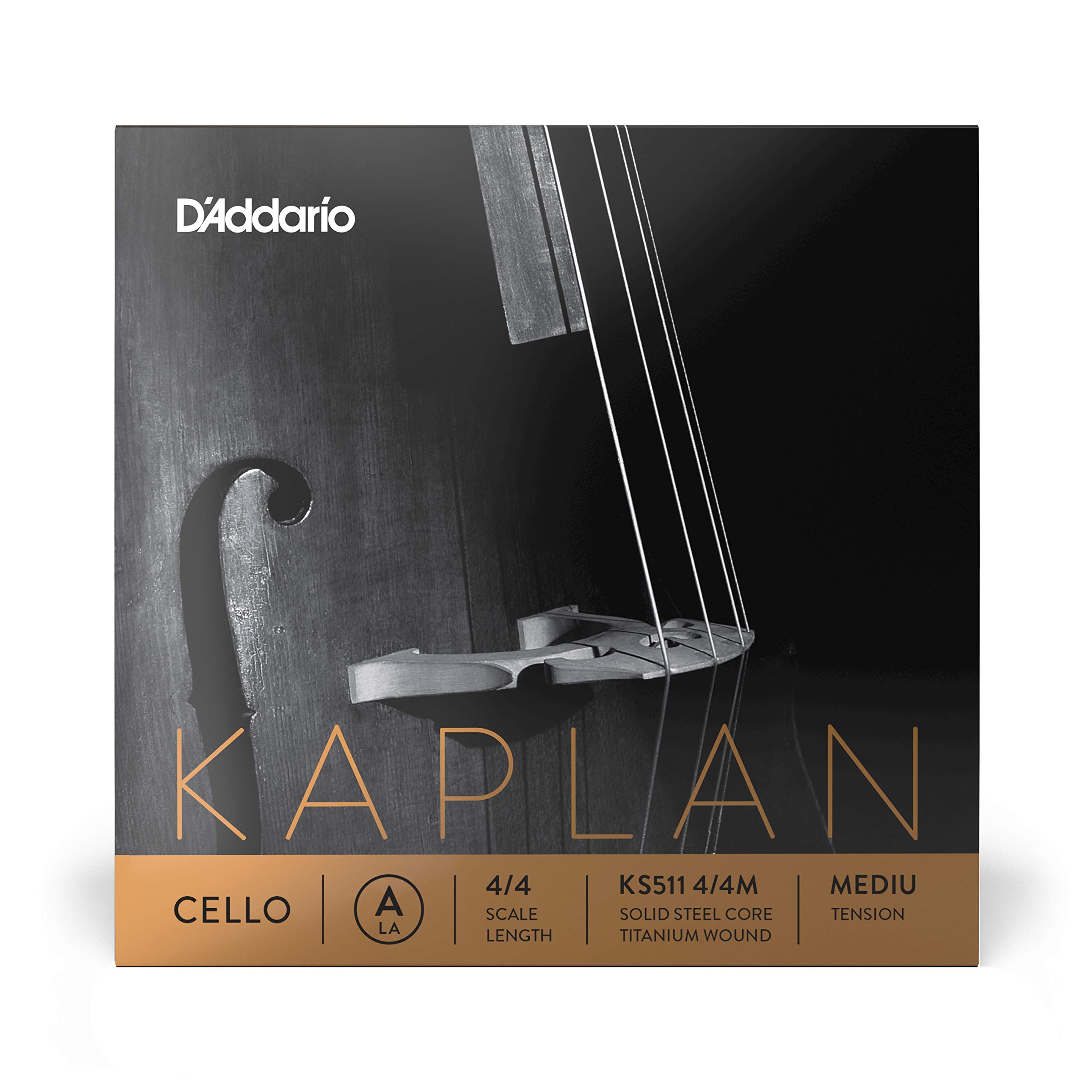D’Addario KS511 4/4M Kaplan Cello String – Single A String – – Cello Strings – 4/4 Scale, Medium Tension