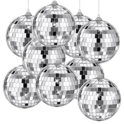 9 Pcs Small Disco Balls, 4 Inch Mirror Mini Disco Balls with String